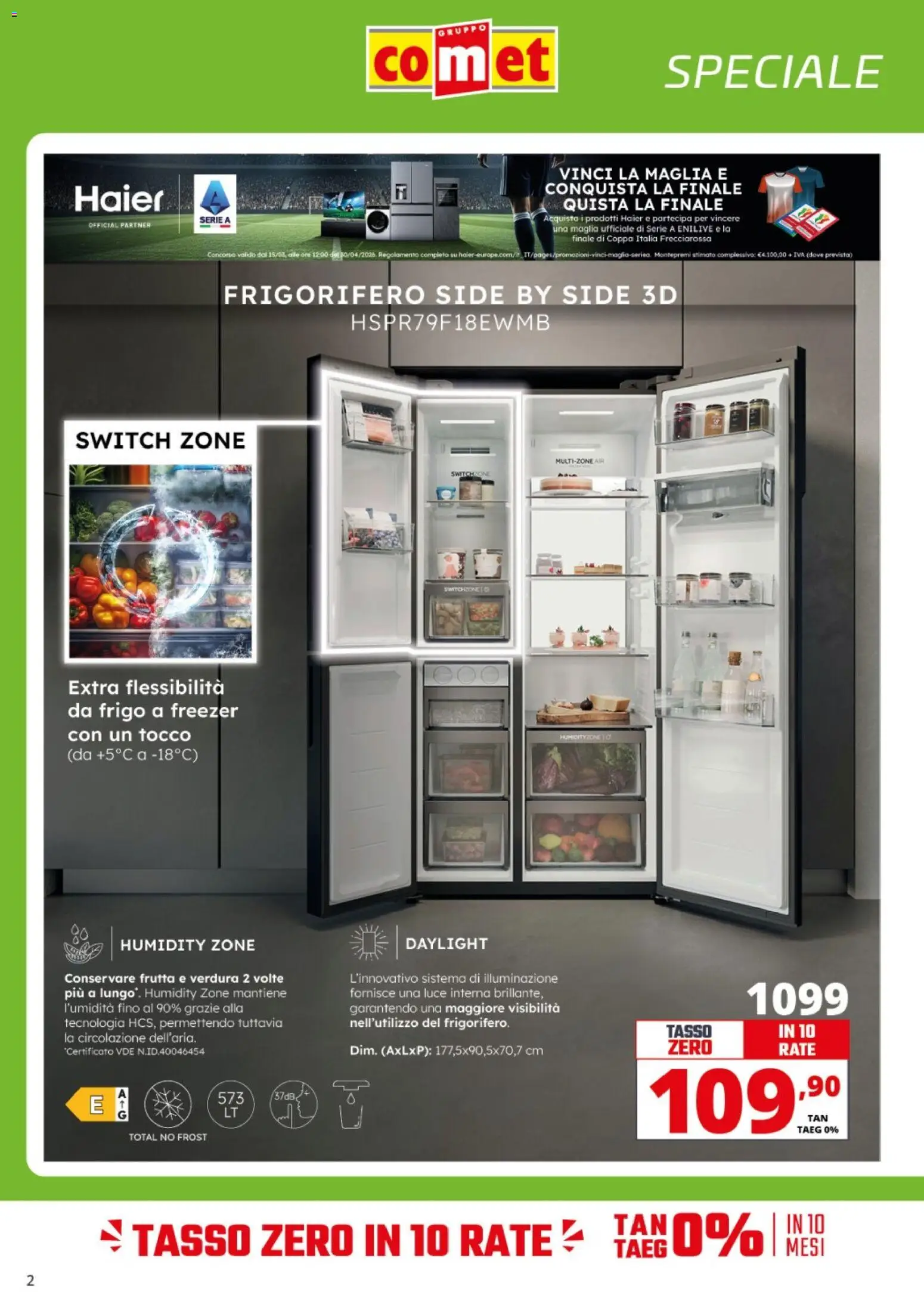 Volantino Comet del 10.04.2026 | Pagina: 2 | Prodotti: Frutta, Freezer, Frigorifero