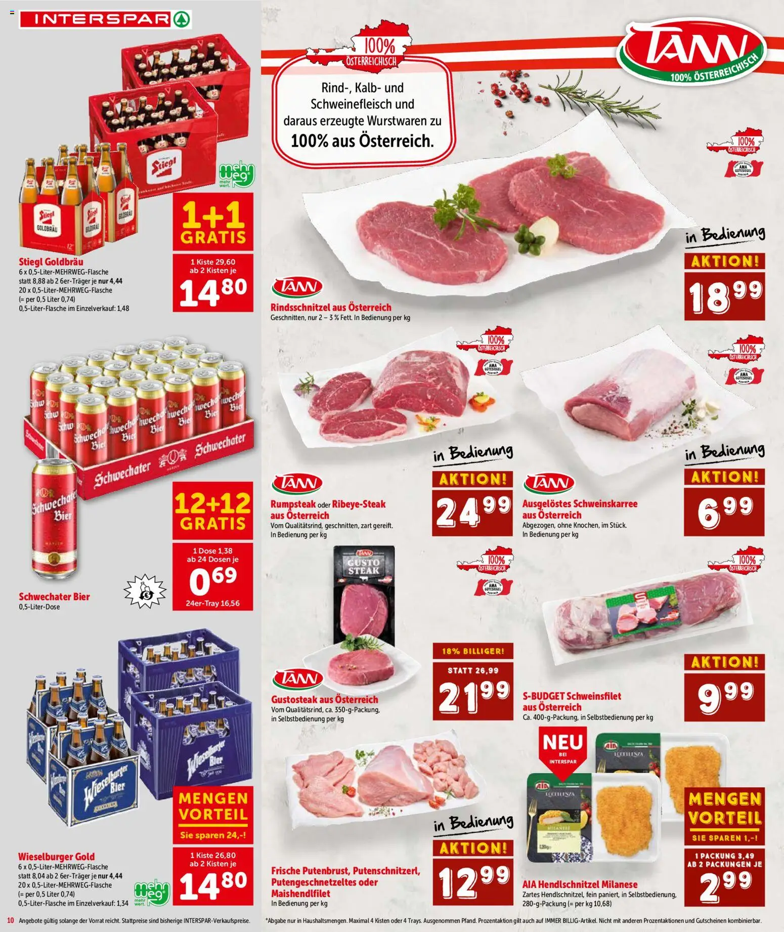 Interspar Flugblatt- Wien gültig ab 31.03.2026 | Seite: 11 | Produkte: Bier, Schweinefleisch