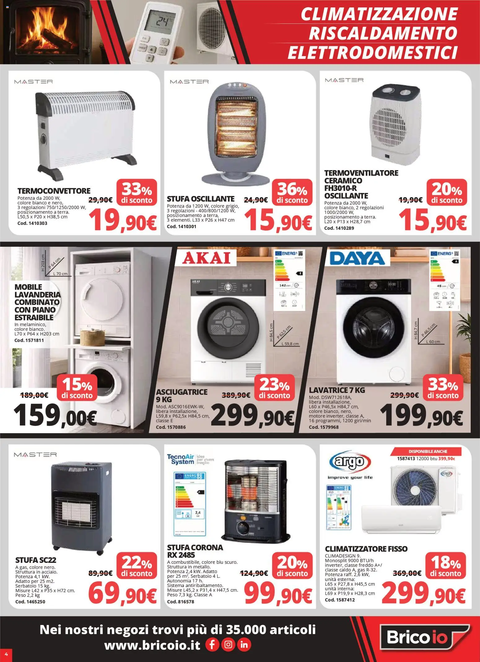 Volantino Brico io del 08.01.2026 | Pagina: 4 | Prodotti: Mobile, Climatizzatore, Lavatrice, Asciugatrice
