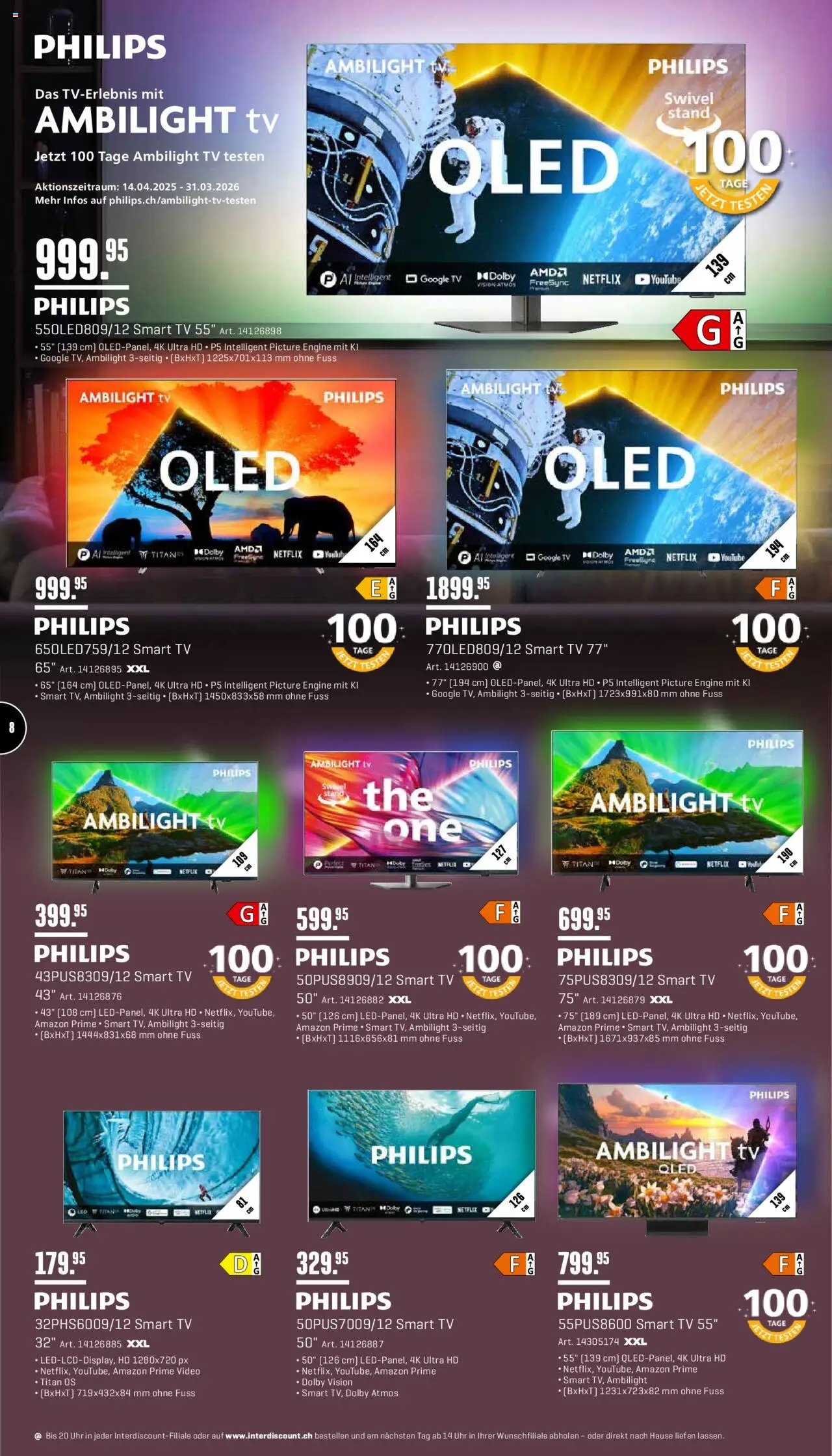 Interdiscount Aktionen ab 18.08.2025 | Seite: 8 | Produkte: Uhr, TV, Video, Philips