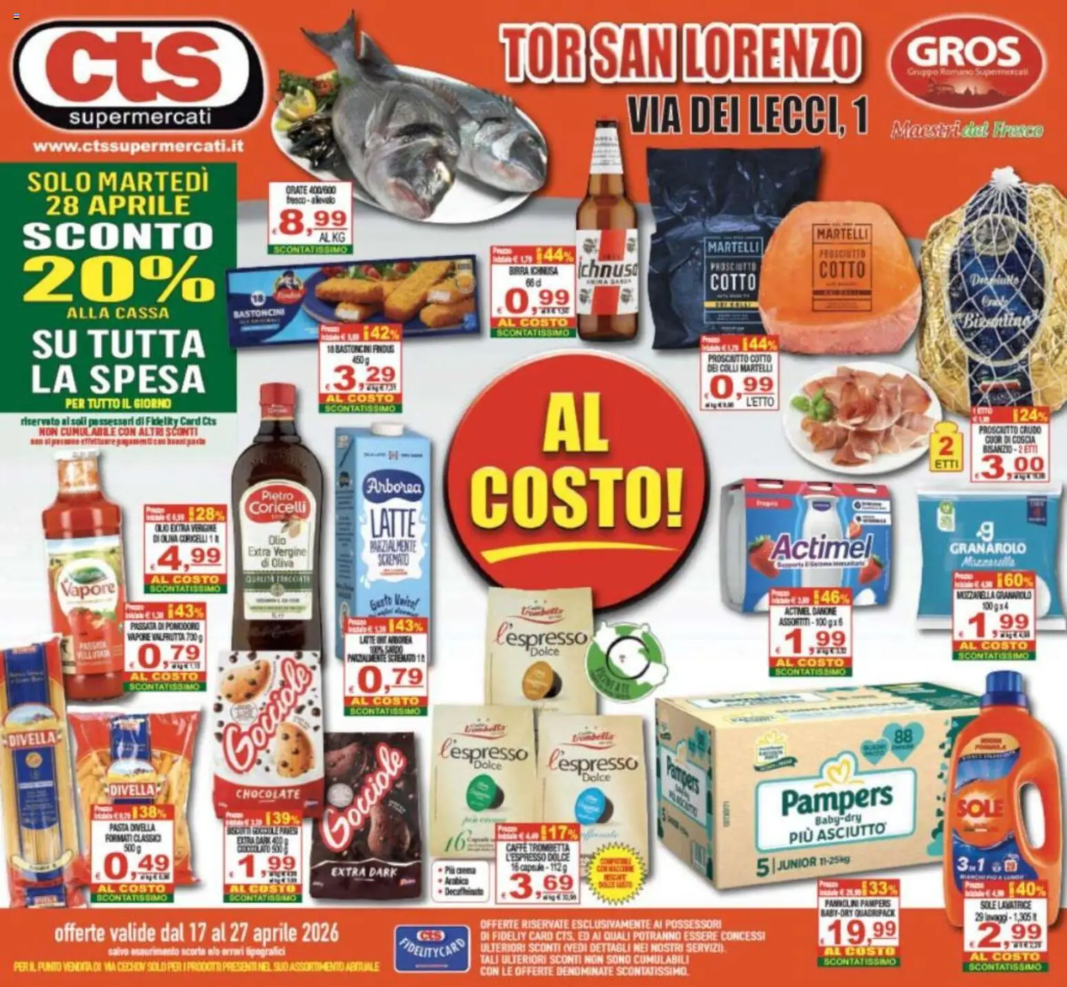 Volantino CTS del 17.04.2026 | Pagina: 1 | Prodotti: Prosciutto Cotto, Caffè, Olio, Prosciutto