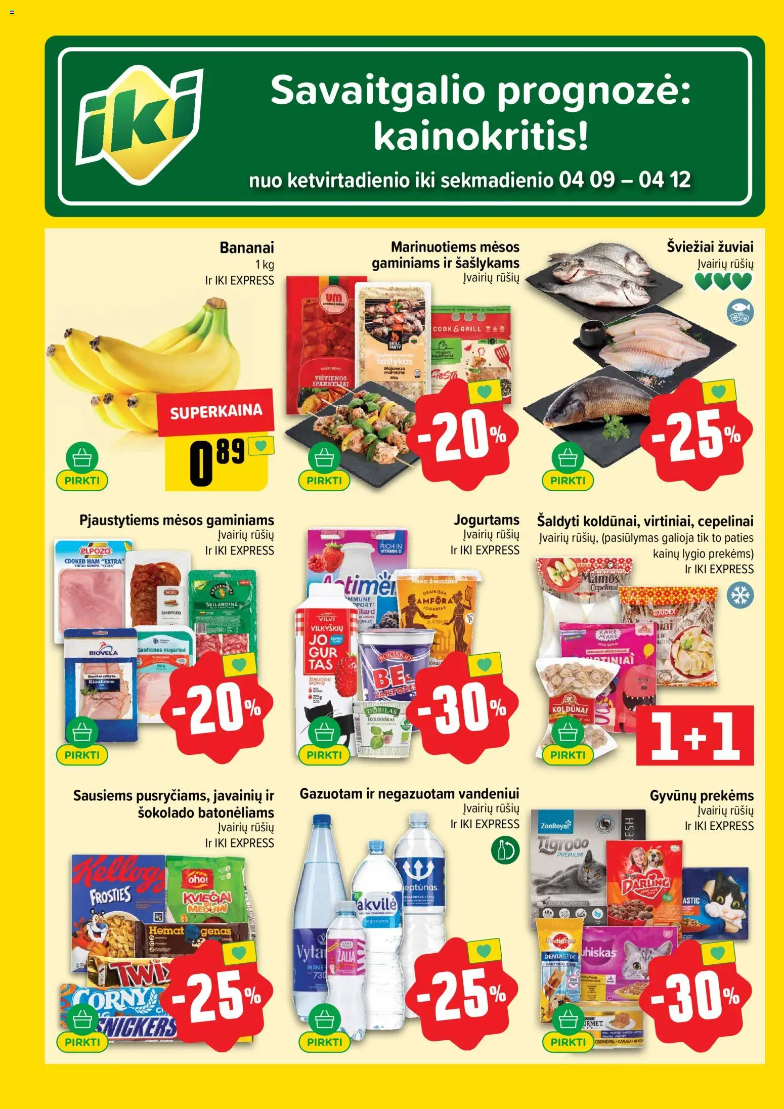 IKI akcijos nuo 06.04.2026 | Puslapis: 62 | Prekių: Vištienos, Kiaulienos, Jogurtas, Bananai
