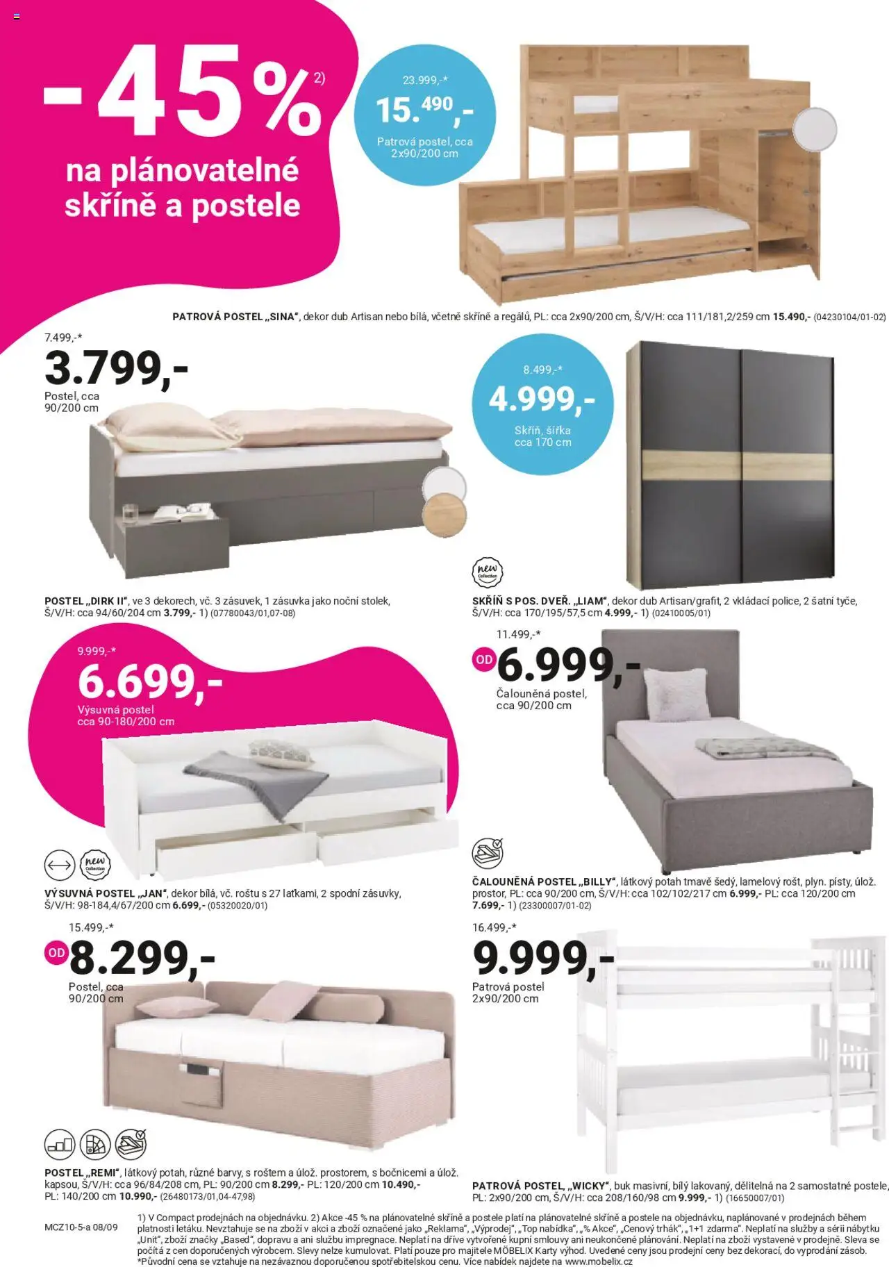 Möbelix leták od 13.10.2025 | Strana: 8 | Produkty: Skříně, Postel, Zásuvka, Skříň