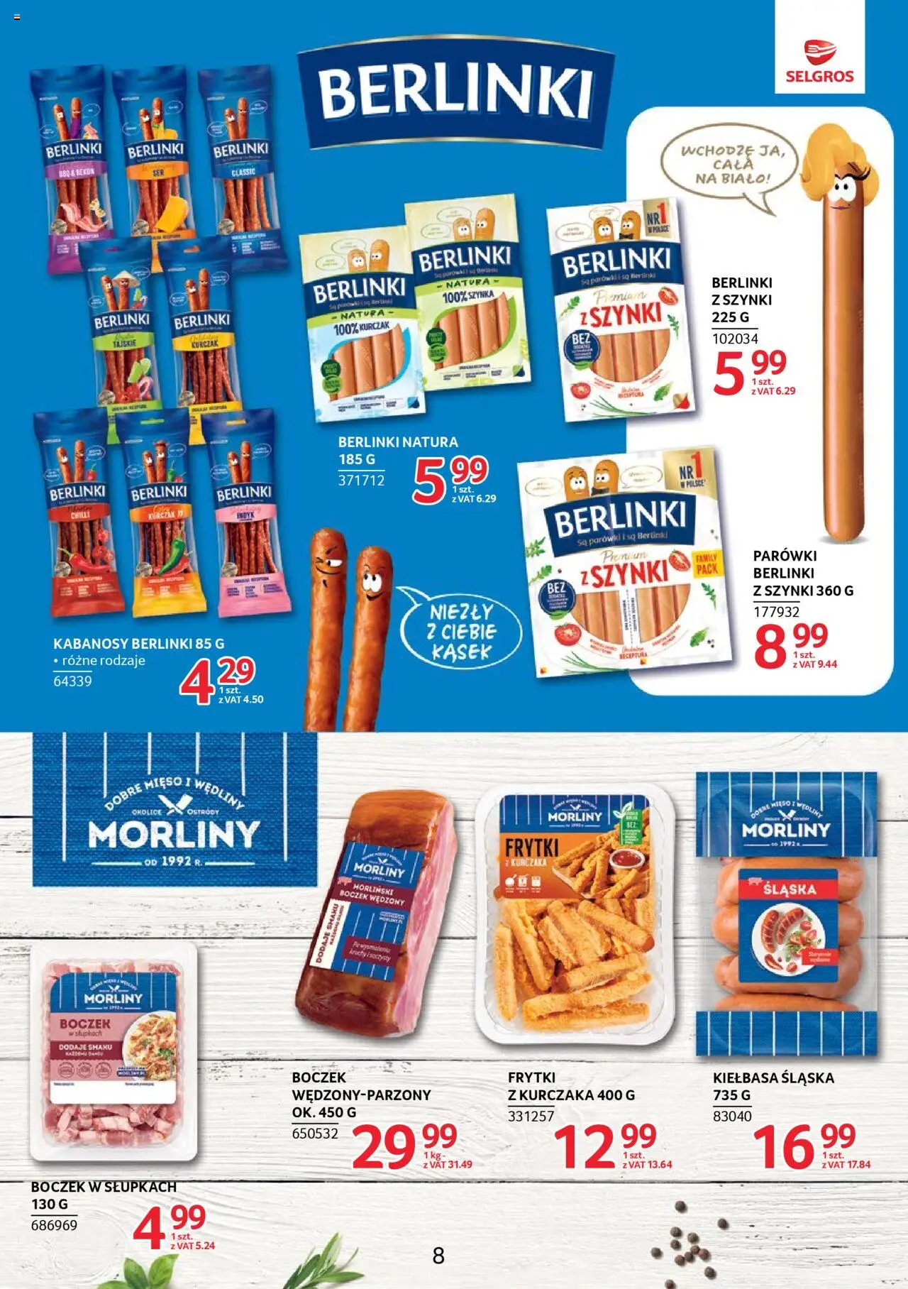 Selgros cash&carry Gazetka - Markowe produkty od 09.10.2025 | Strona: 8 | Produkty: Szynka, Boczek wędzony, Kiełbasa śląska, Boczek