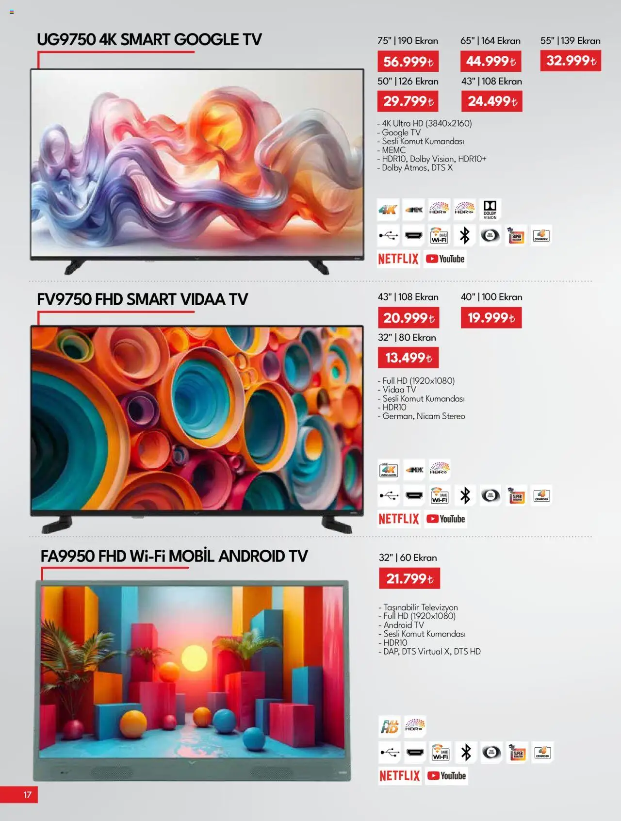 Vestel Tüketici Elektroniği - 04.10.2025 tarihinden itibaren geçerlidir | Sayfa: 17 | Ürünler: TV, Televizyon