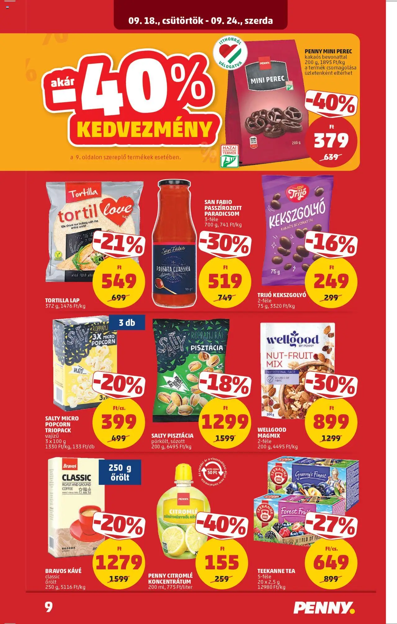 PENNY akciós ujság - amely érvényes a következő dátumtól: 18.09.2025 | Oldal: 11 | Termékek: Popcorn, Kávé, Paradicsom, Kés