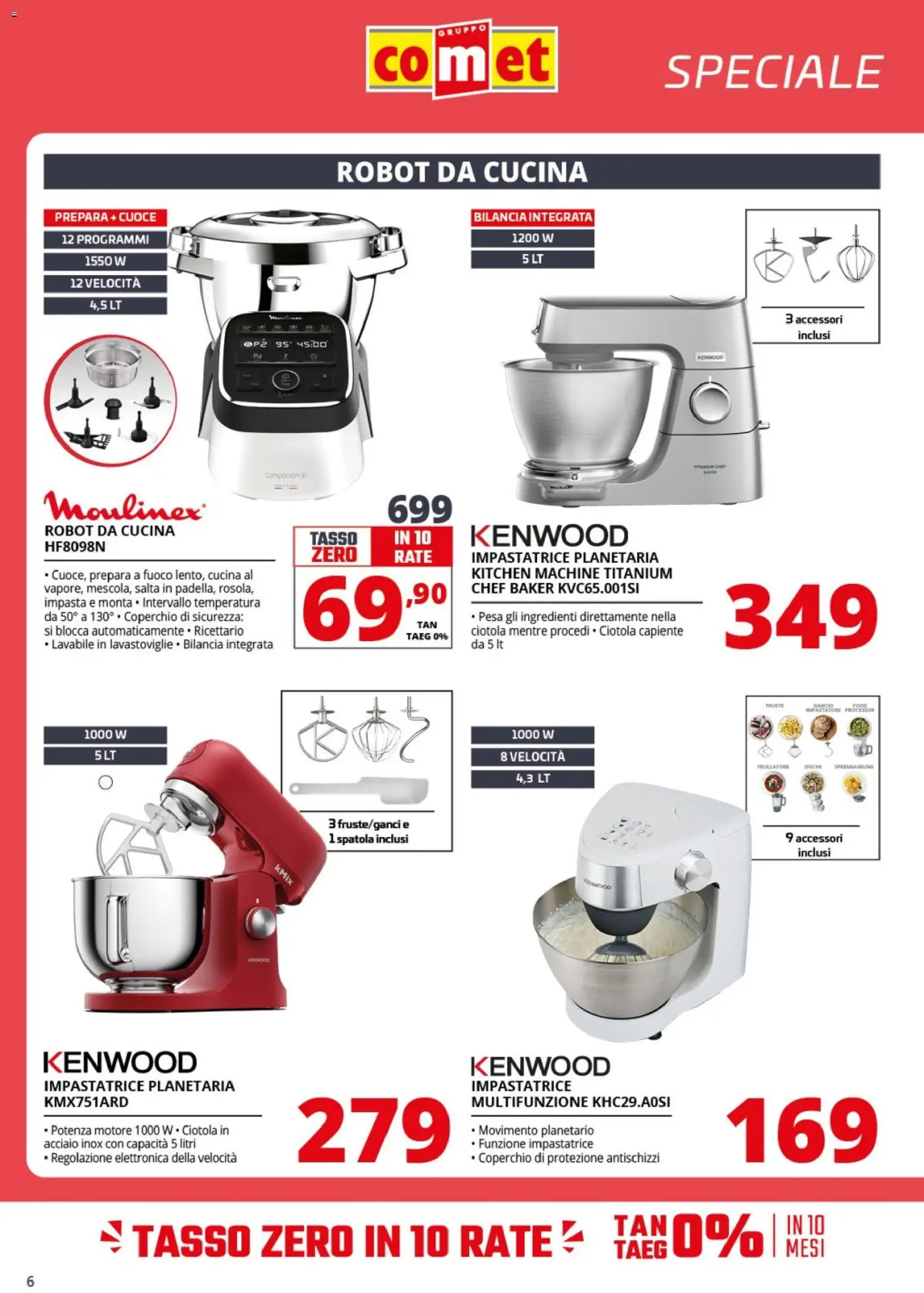 Volantino Comet del 10.04.2026 | Pagina: 6 | Prodotti: Impastatrice, Robot, Robot da cucina, Ciotola