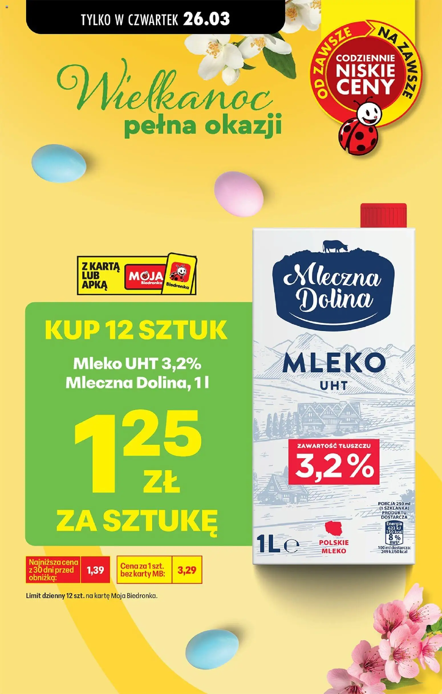 Biedronka gazetka od czwartku od 26.03.2026 | Strona: 3 | Produkty: Szklanka, Karta, Mleko
