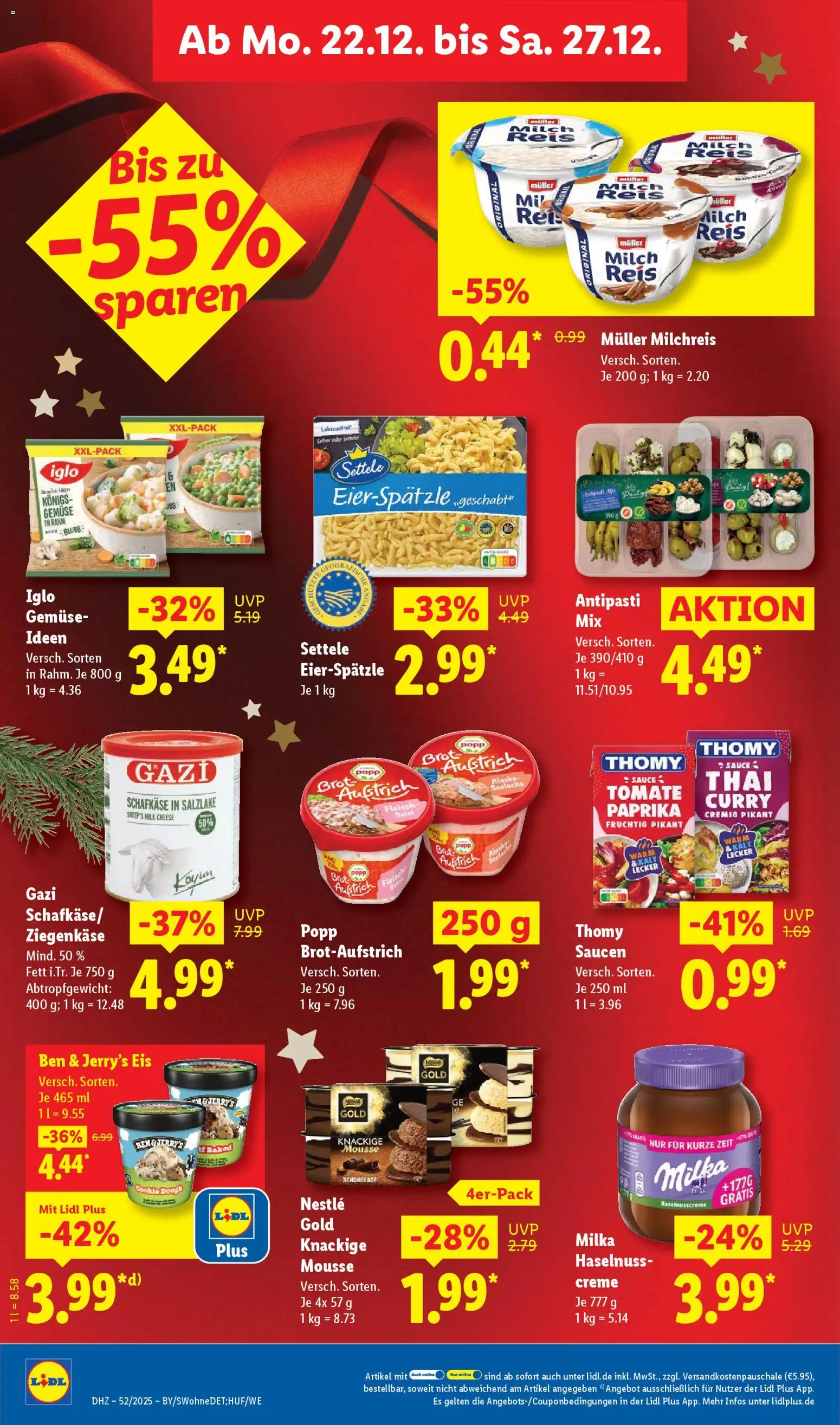 Lidl Prospekt Gedern – gültig ab 22.12.2025 | Seite: 16 | Produkte: Ziegenkäse, Ben & Jerry's, Eis, Salat