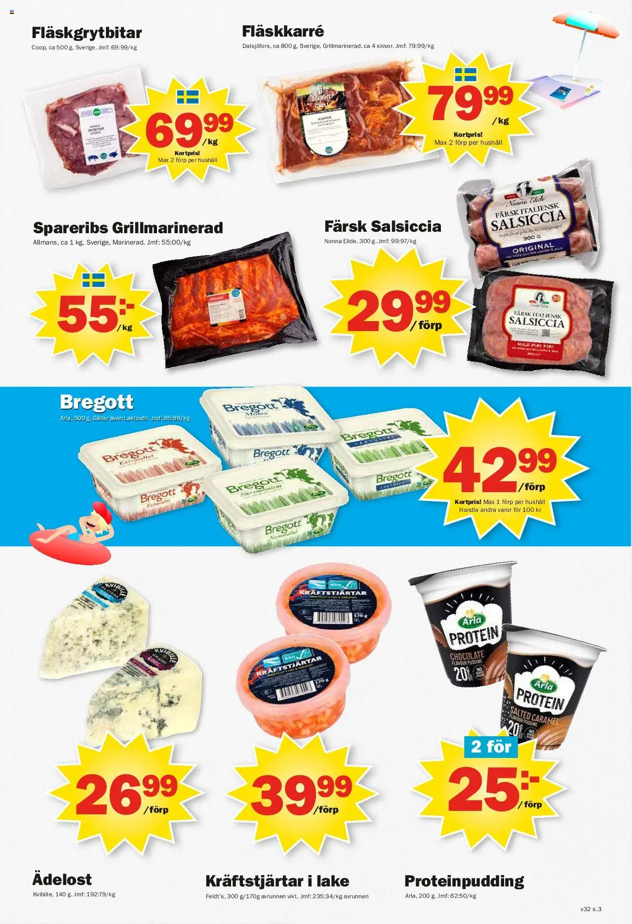 Pekås reklamblad aktuell från 28.07.2025 | Sida: 3 | Produkter: Proteinpudding, Galler, Bregott