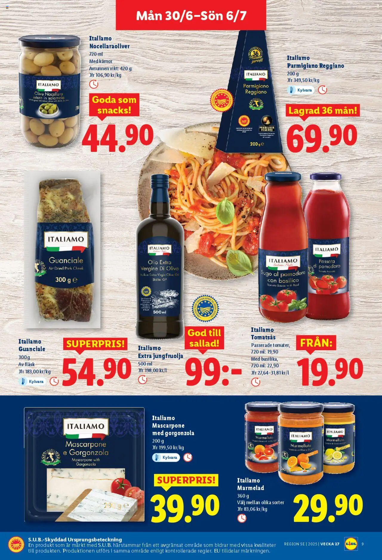 Lidl reklamblad aktuell från 30.06.2025 | Sida: 10 | Produkter: Oliver, Fläsk, Tomater, Tomatsås