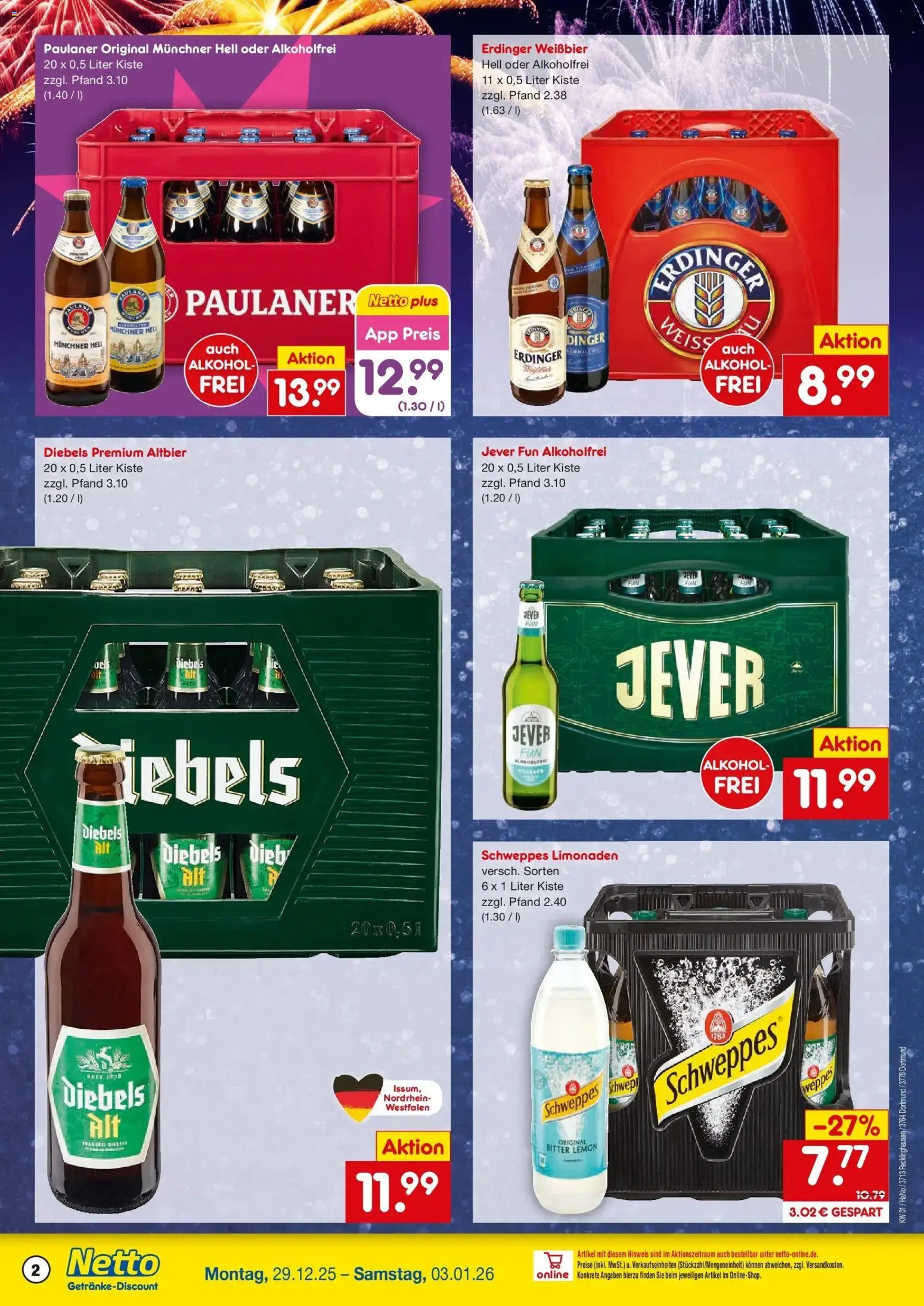 Netto Marken-Discount prospekt Dortmund	 – gültig ab 28.12.2025 | Seite: 2 | Produkte: Erdinger, Weißbier, Jever, Paulaner