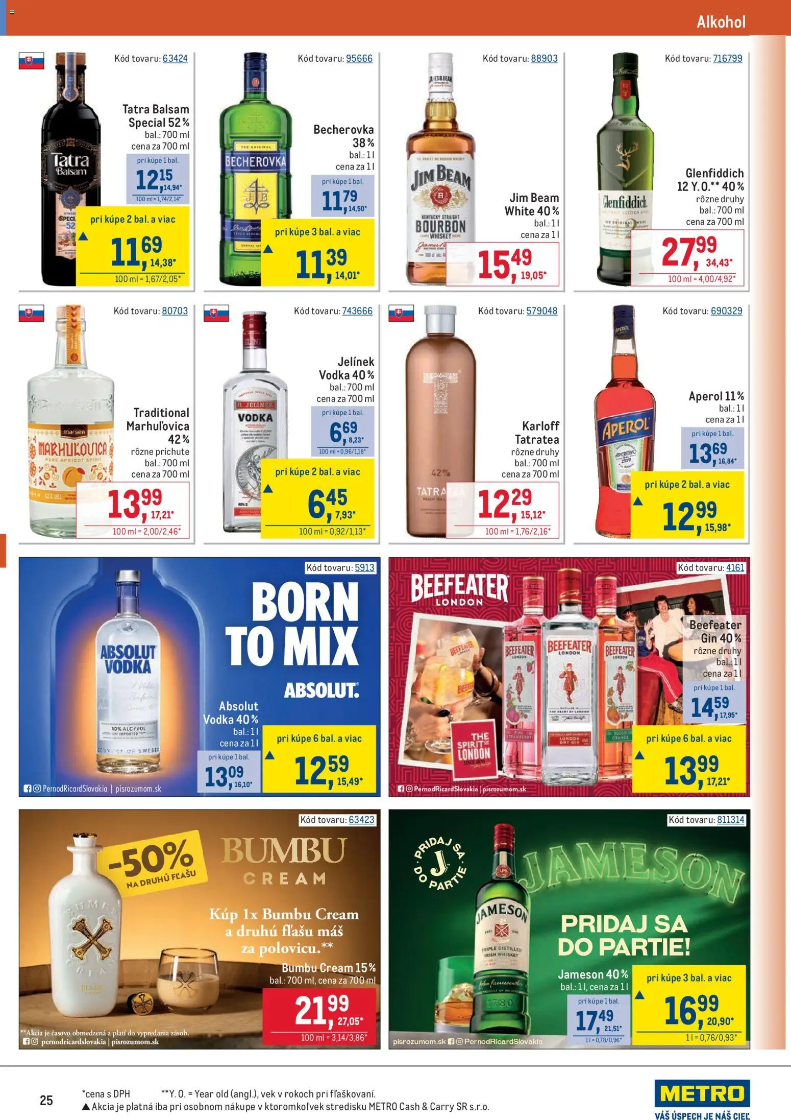 Nové Metro akcie – leták je platný od 02.01.2026 | Strana: 25 | Produkty: Bourbon, Vodka, Alkohol, Aperol