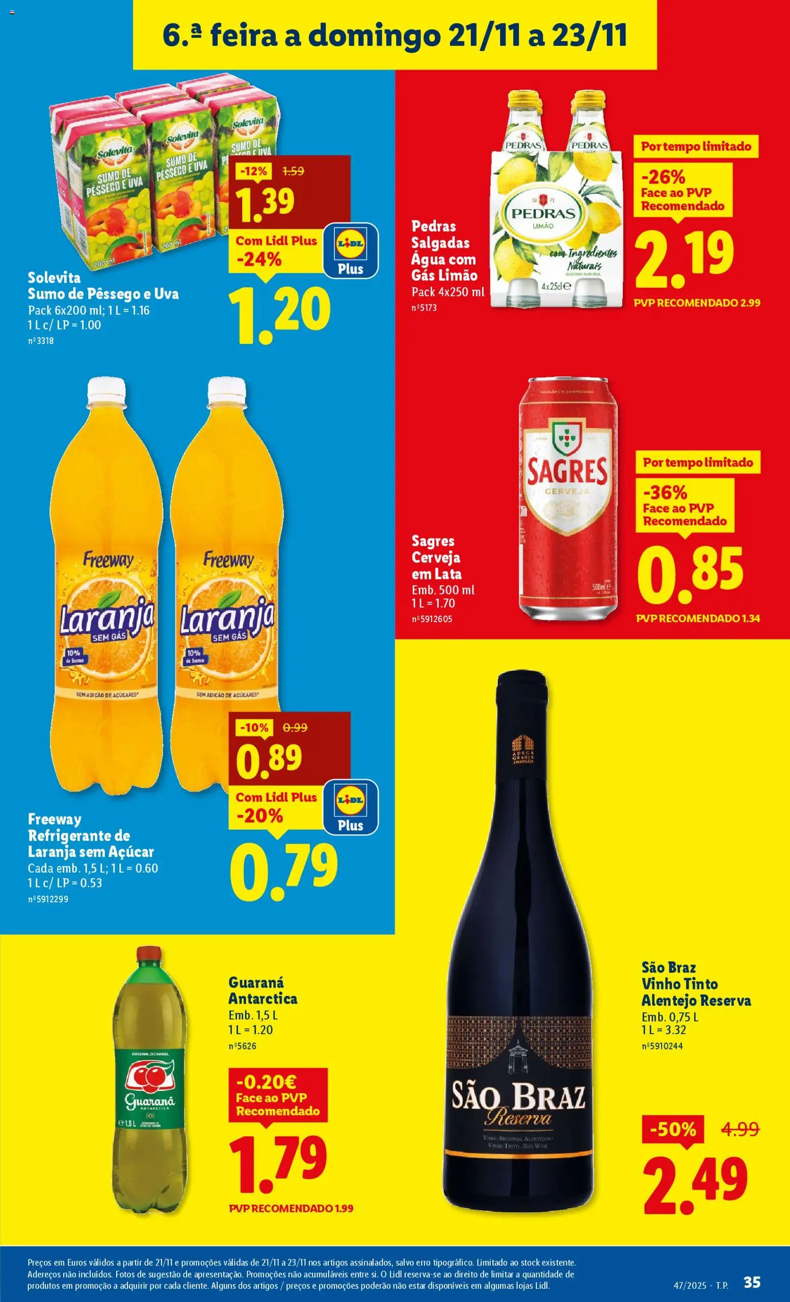 Lidl folheto │ válido de 17.11.2025 | Página: 35 | Produtos: Agua, Sumo, Água com gás, Vinho tinto