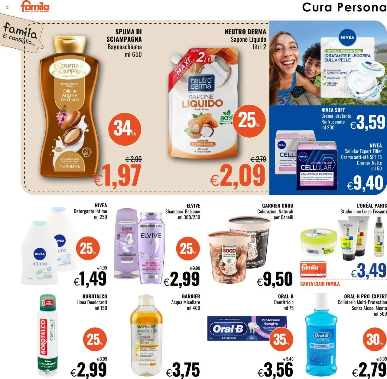 Volantino Famila del 18.09.2025 | Pagina: 18 | Prodotti: Dentifricio, Intimo, Olio, Profumo
