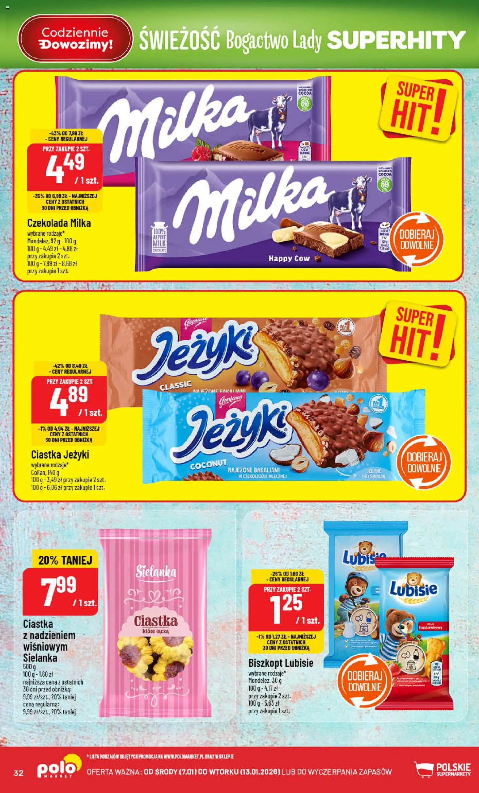 POLOmarket Gazetka od 07.01.2026 | Strona: 32 | Produkty: Czekolada milka, Milka, Czekolada, Ciastka