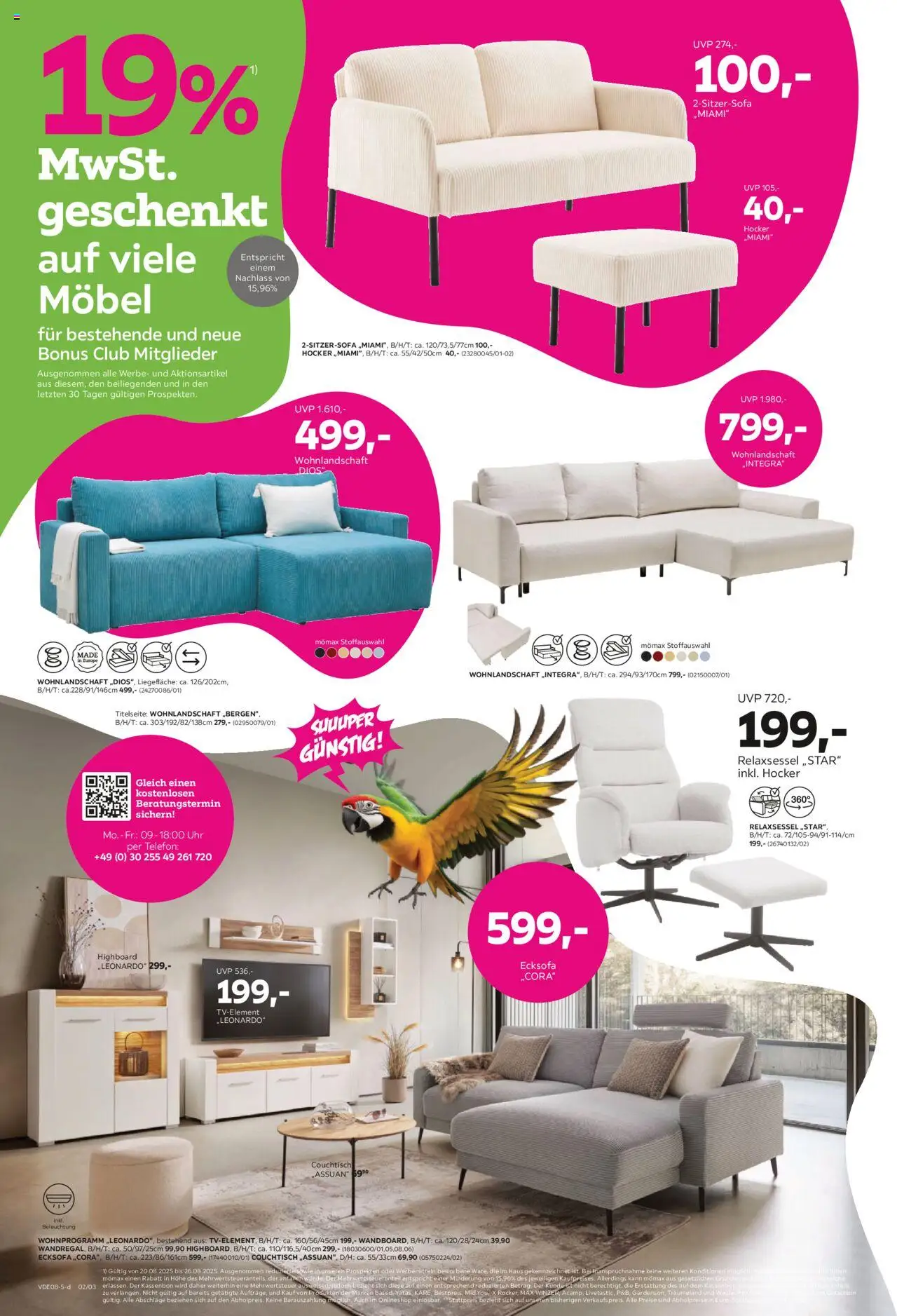 Mömax Prospekt 	 - gültig ab dem 18.08.2025 | Seite: 2 | Produkte: Wohnlandschaft, Hocker, Relaxsessel, HIghboard