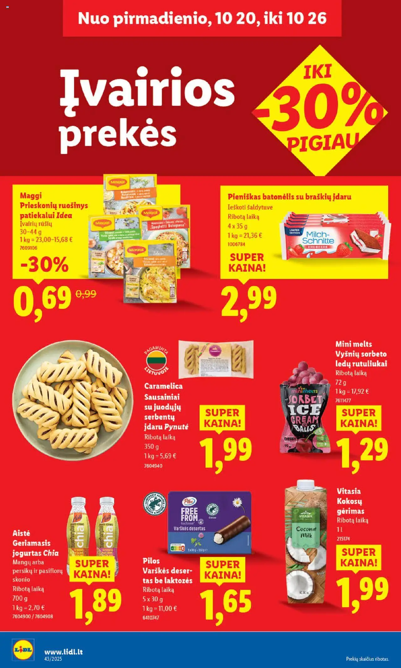 LIDL akcijos nuo 20.10.2025 | Puslapis: 44 | Prekių: Sausainiai, Jogurtas