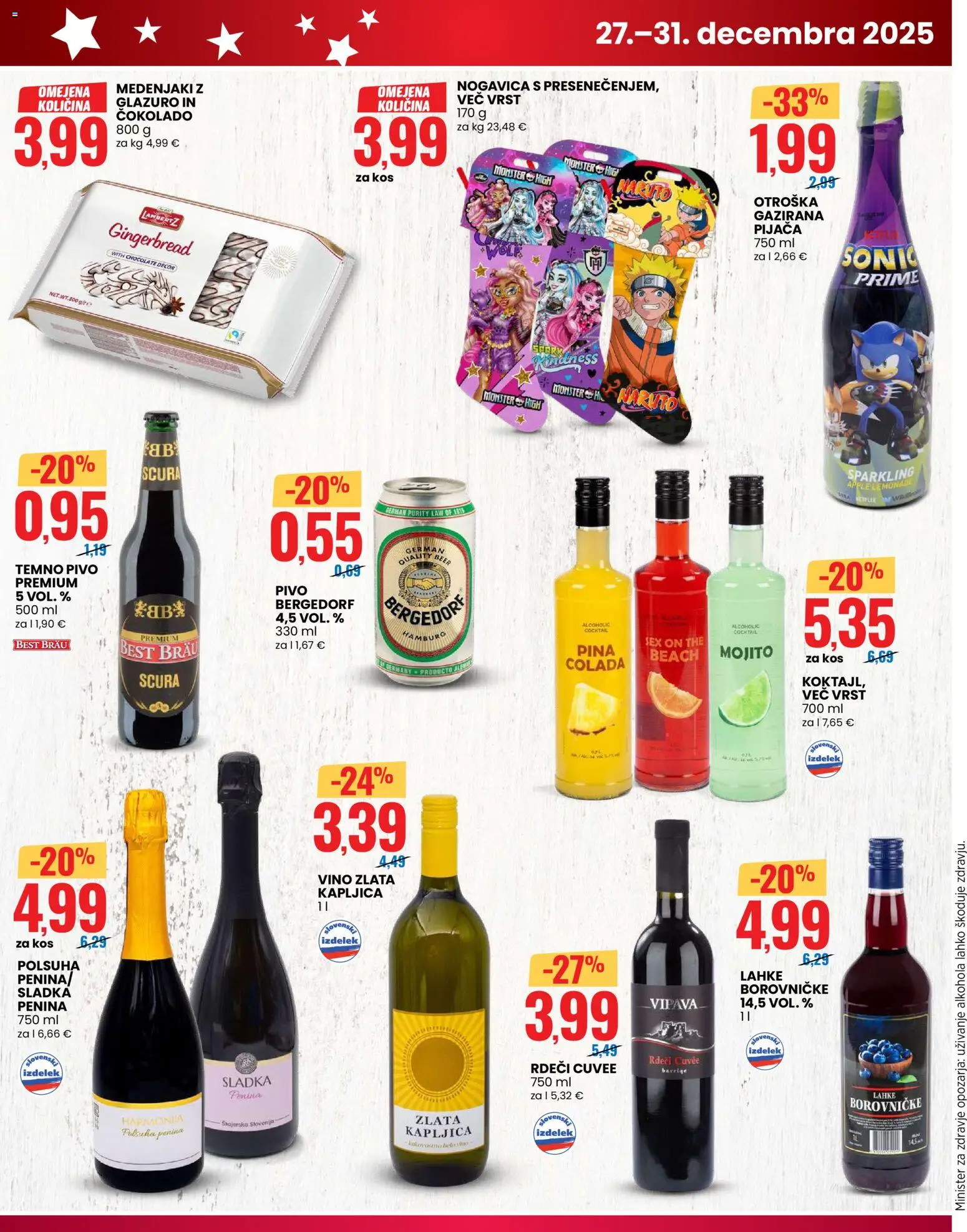 Novi Eurospin katalog ponudbe – veljaven od 27.12.2025 | Stran: 4 | Izdelki: Kos, Penina, Vino, Pivo