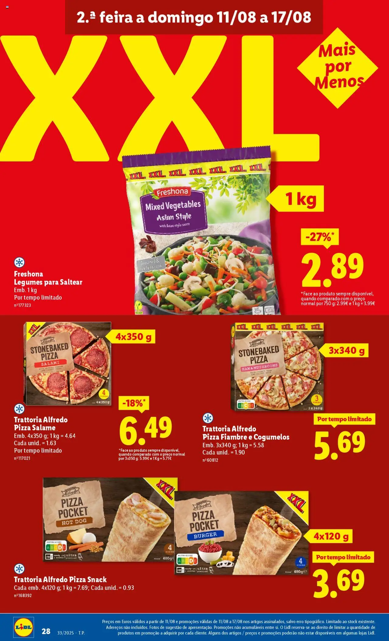 Lidl folheto │ válido de 11.08.2025 | Página: 28 | Produtos: Salame, Pizza, Cogumelos