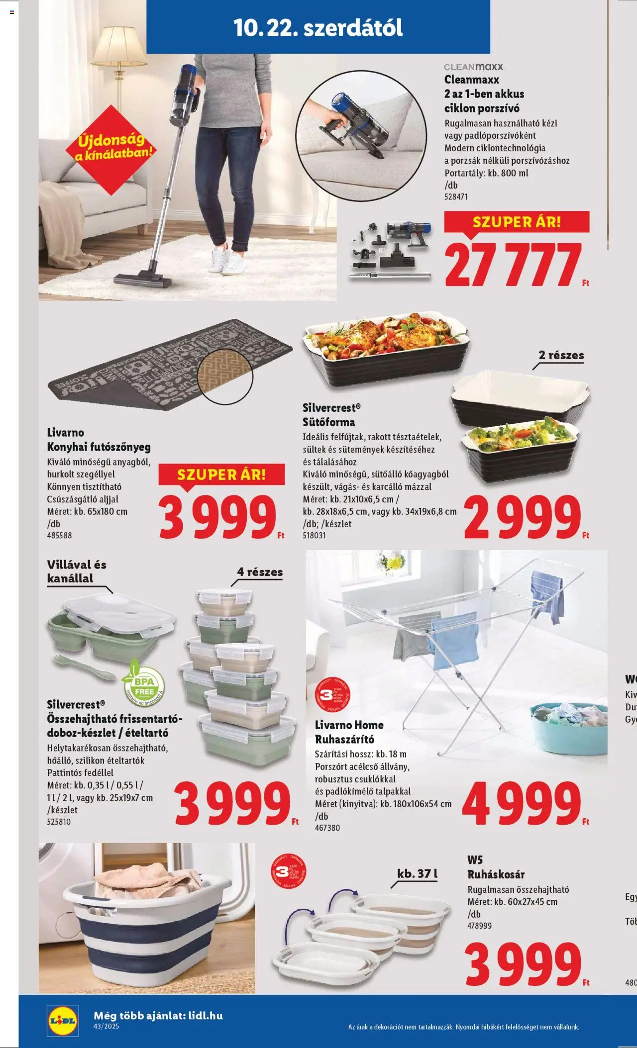 Lidl akciós ujság - amely érvényes a következő dátumtól: 22.10.2025 | Oldal: 32 | Termékek: Ételtartó, Sütőforma, Porszívó, Sütemények