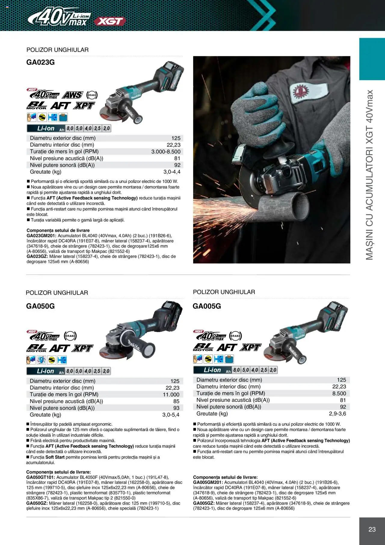 Noul catalog Makita – valabil de la 08.01.2025 | Pagină: 23 | Produse: Valiză, Încărcător, Disc, Mâner