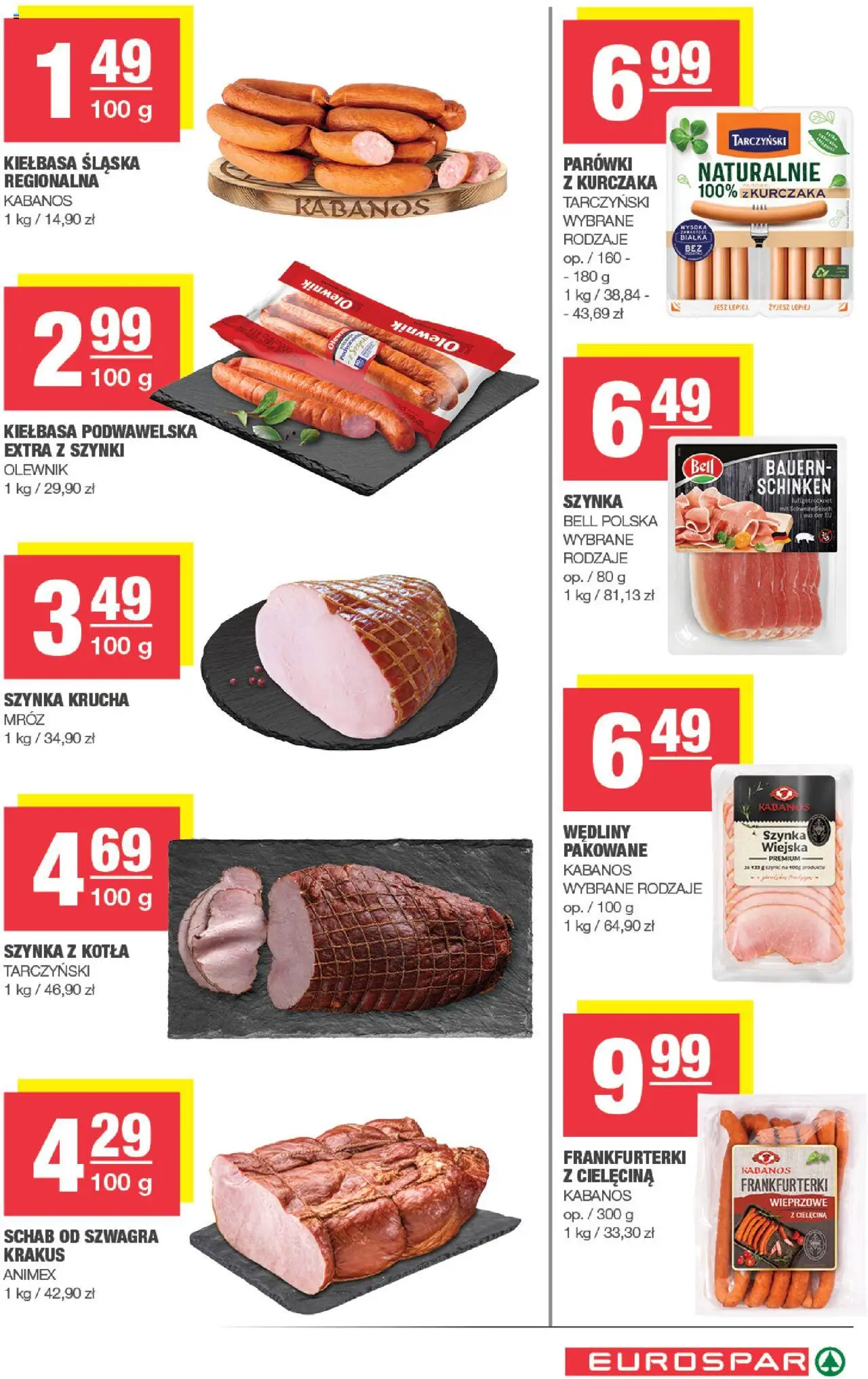 Spar Gazetka - Eurospar od 22.10.2025 | Strona: 7 | Produkty: Kiełbasa, Schab, Bell, Wędliny