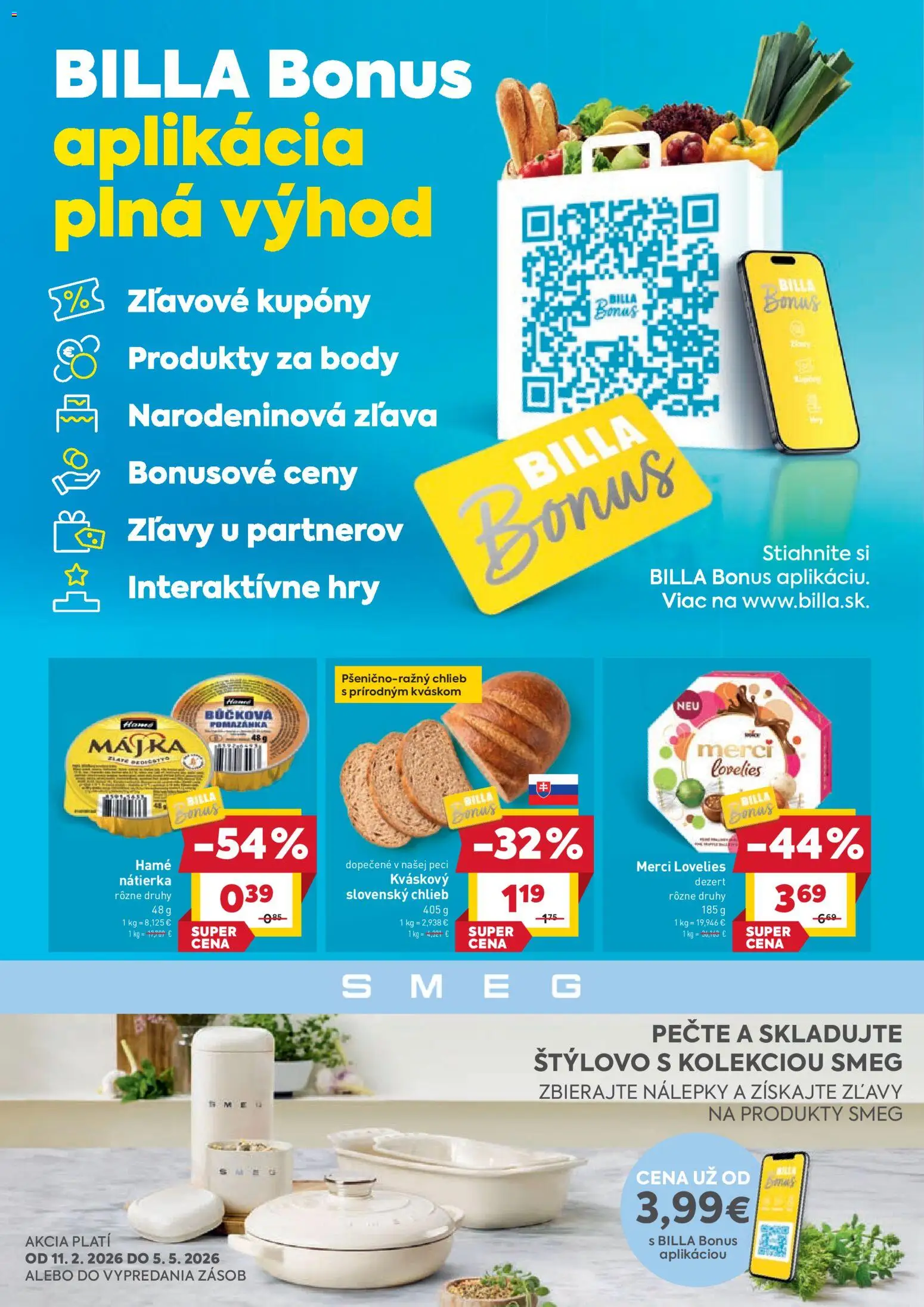 Nové Billa akcie – leták je platný od 07.04.2026 | Strana: 3 | Produkty: Chlieb, Merci