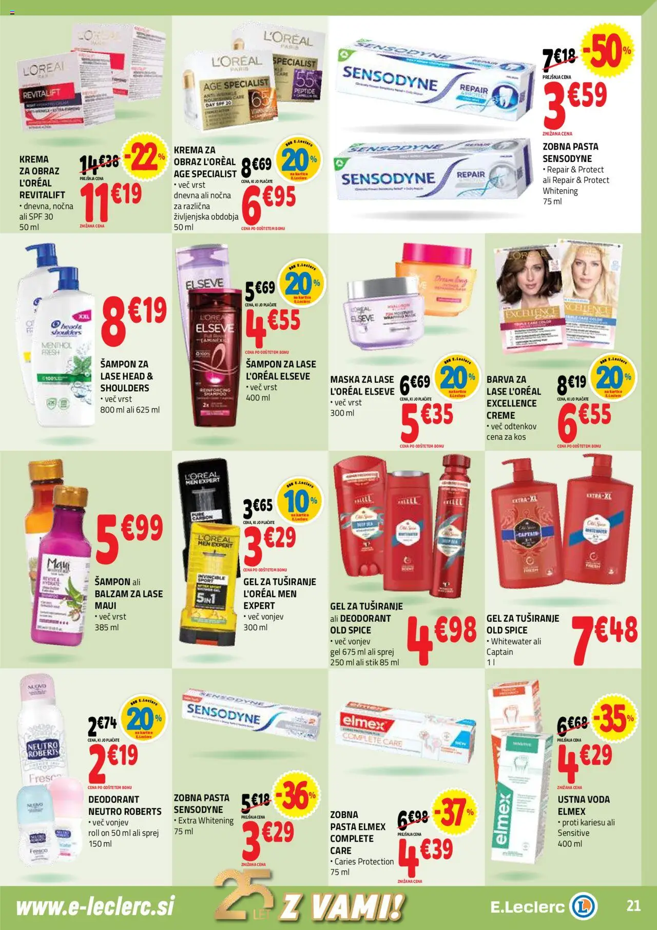 E.leclerc katalog │ velja od 06.08.2025 | Stran: 21 | Izdelki: Balzam za lase, Maska, Deodorant, Zobna pasta