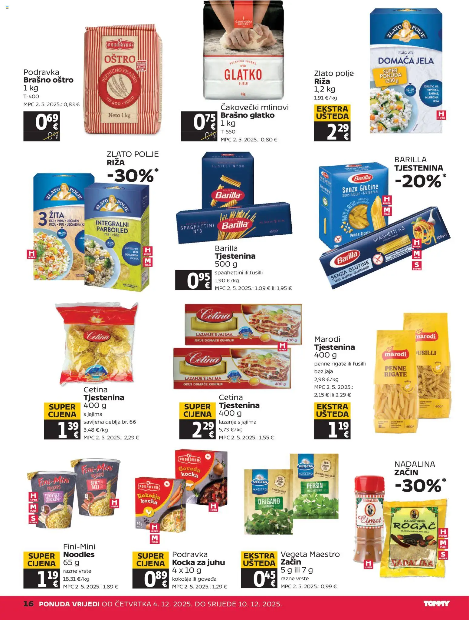Tommy katalog | vrijedi od 04.12.2025 | Stranica: 16 | Proizvodi: Jaja, Riža, Tjestenina, Barilla