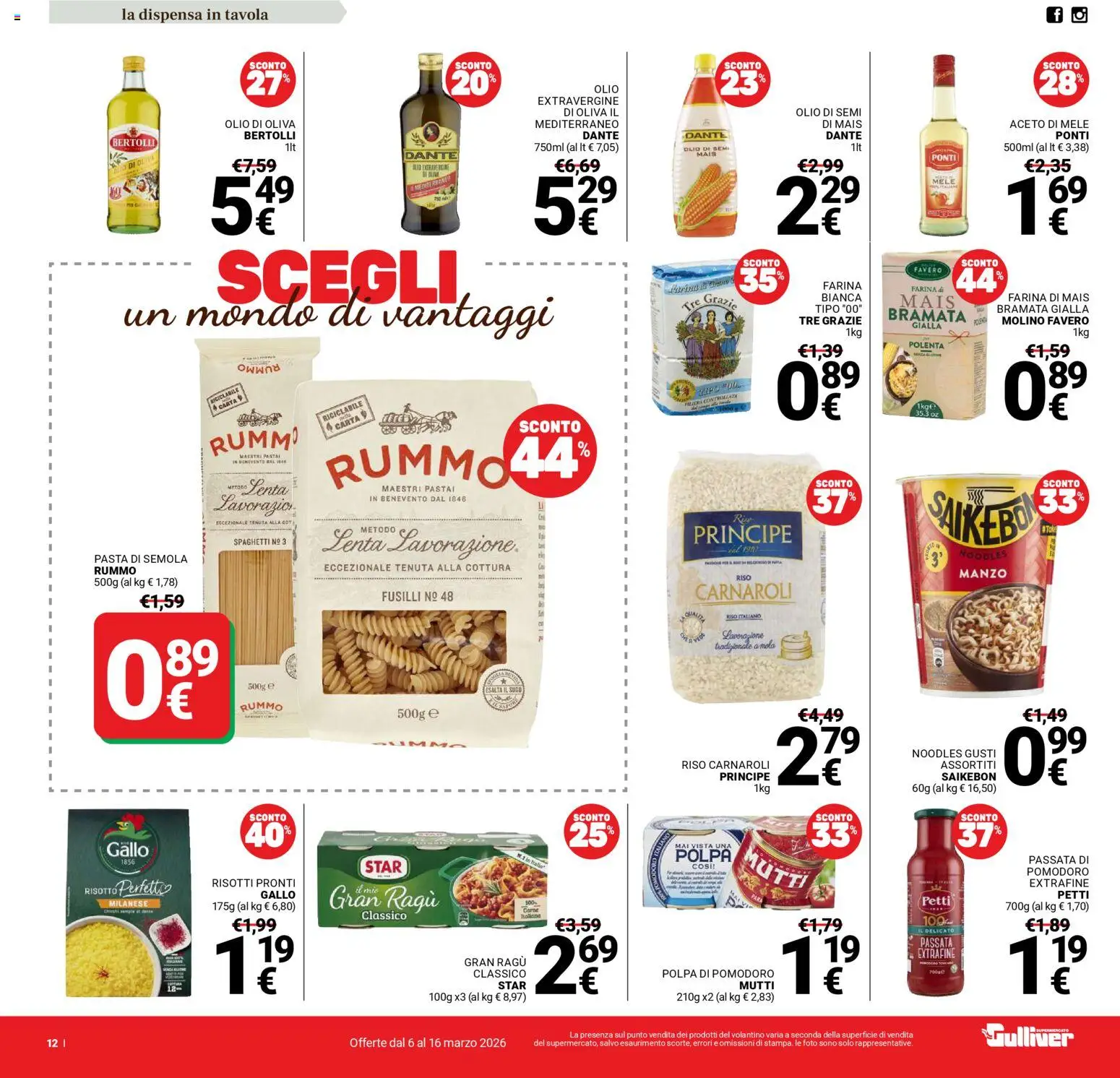 Volantino Gulliver del 06.03.2026 | Pagina: 12 | Prodotti: Riso, Manzo, Pasta, Ragú