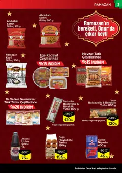10.02.2026 tarihinden itibaren geçerli olan Onur Market kataloğu önizlemesi | Sayfa: 3 | Ürünler: Üzüm