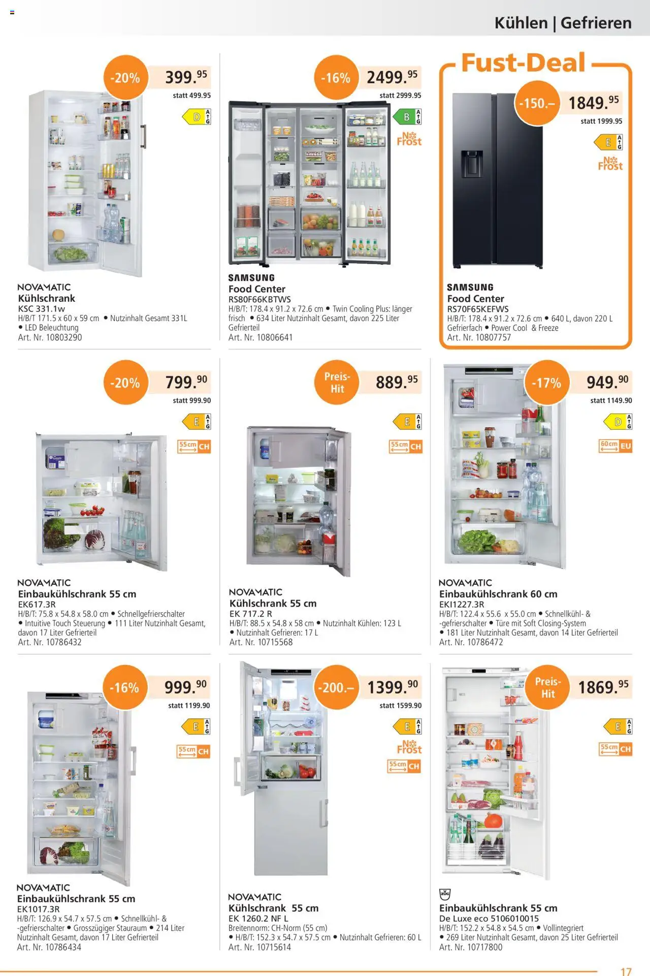 Fust Aktionen – gültig ab 20.10.2025 | Seite: 17 | Produkte: Samsung, Kühlschrank