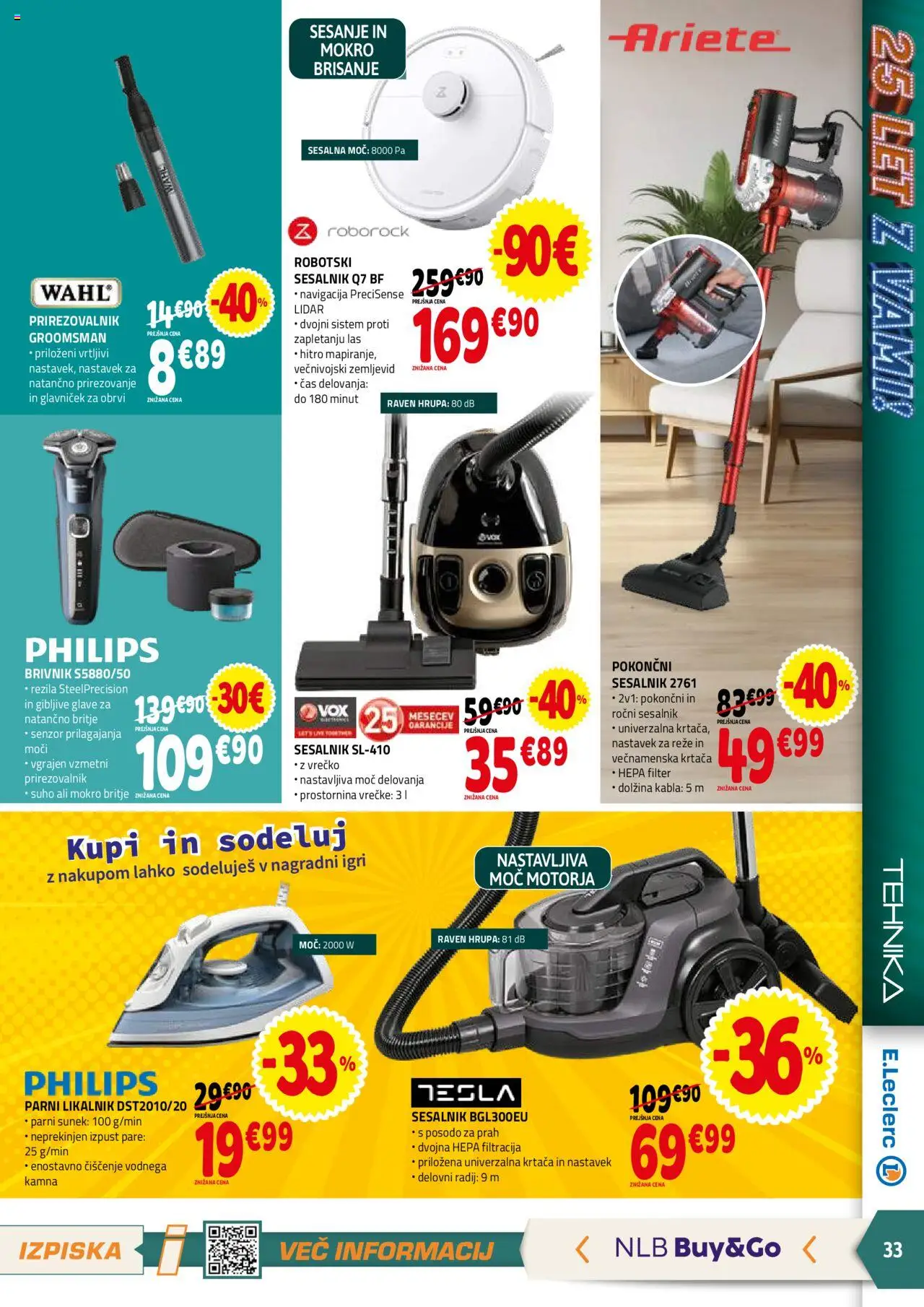 E.leclerc katalog │ velja od 03.09.2025 | Stran: 33 | Izdelki: Likalnik, Krtaca, Brivnik, Sesalnik