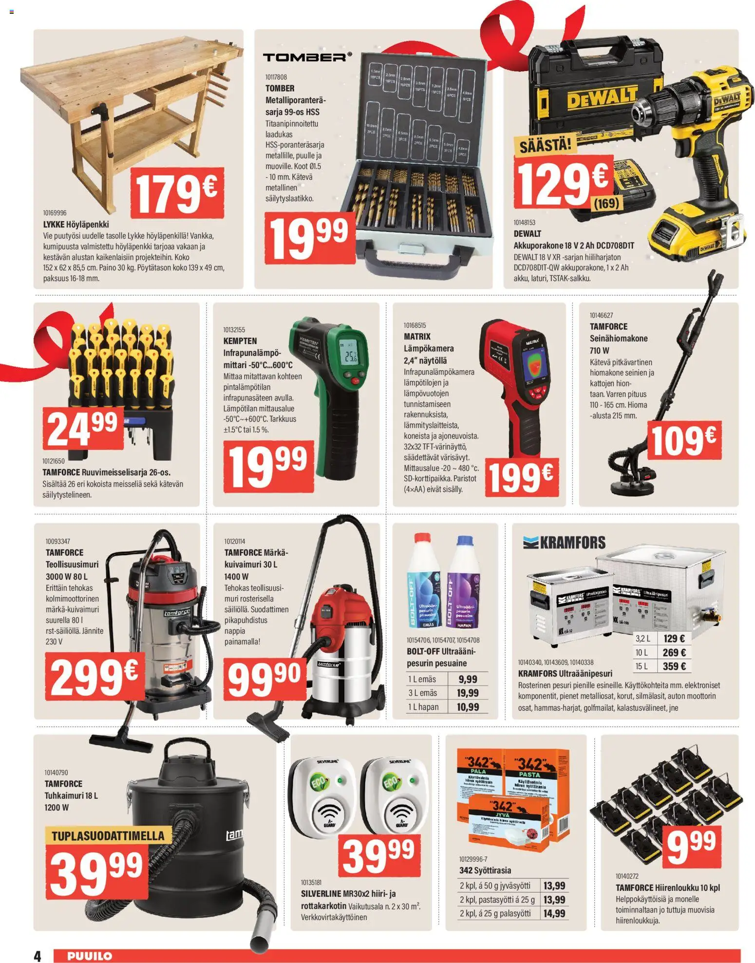 Puuilo tarjoukset – voimassa 24.11.2025 alkaen | Sivu: 4 | Tuotteet: Hiomakone, Pesuaine, Paristot, Hiirenloukku