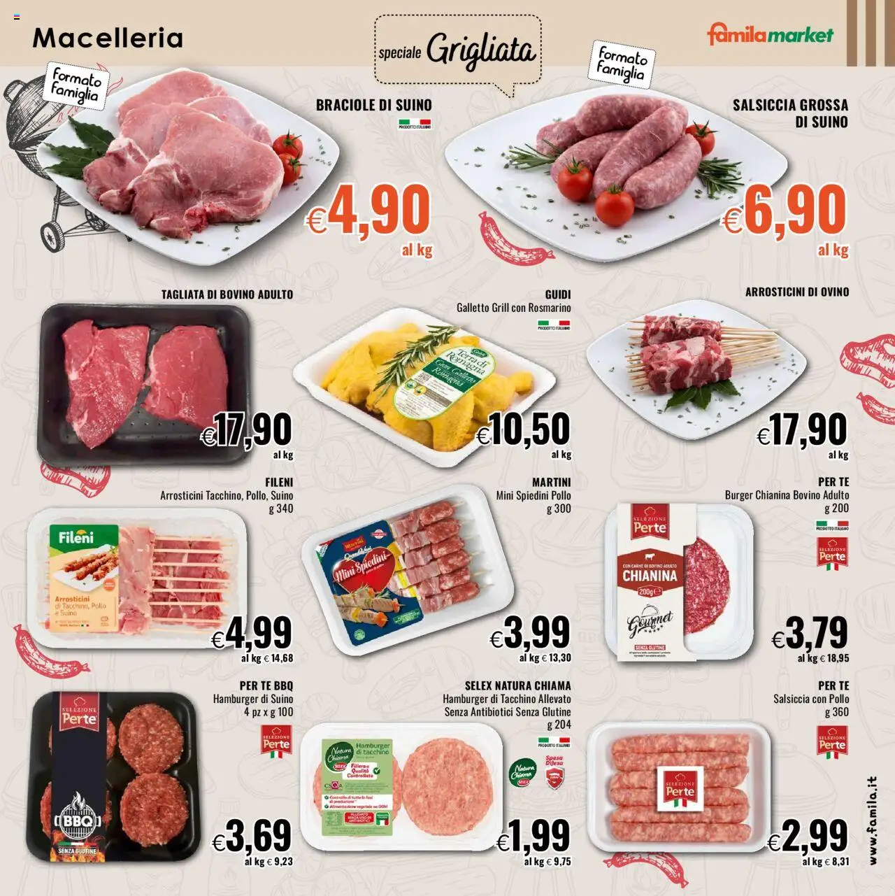 Volantino Famila del 31.07.2025 | Pagina: 3 | Prodotti: Pollo, Suino, Hamburger, Ovino