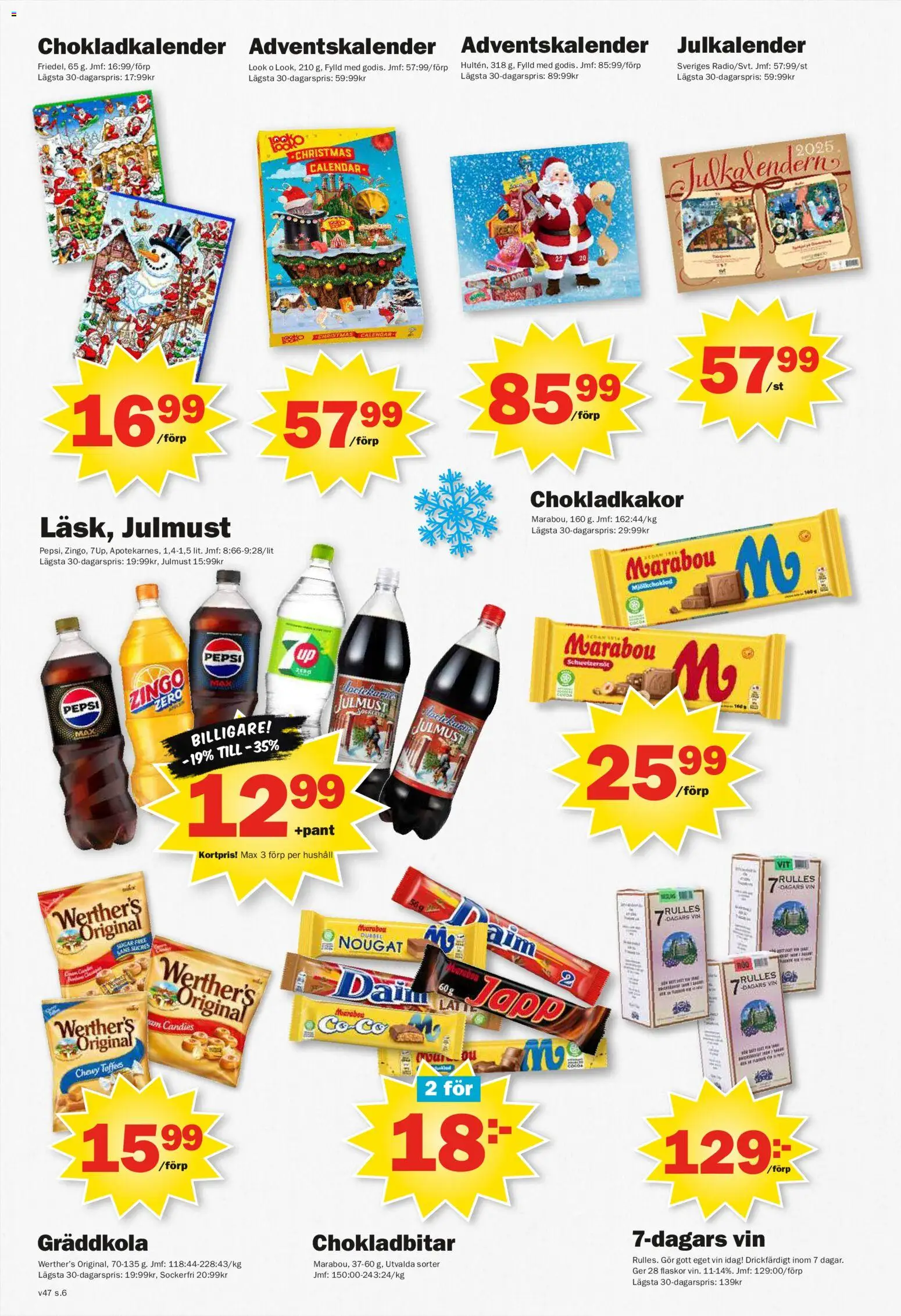 Pekås reklamblad aktuell från 17.11.2025 | Sida: 6 | Produkter: Zingo, Pepsi, Vin