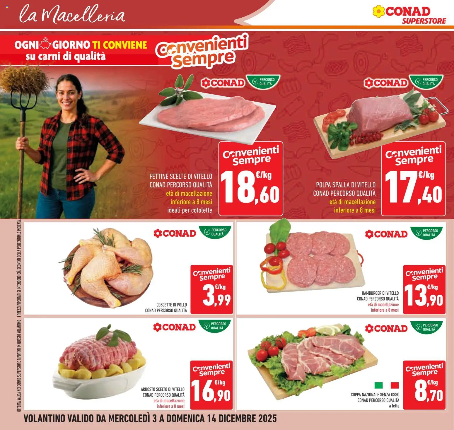 Volantino Conad del 03.12.2025 | Pagina: 34 | Prodotti: Arrosto, Pollo, Vitello, Hamburger