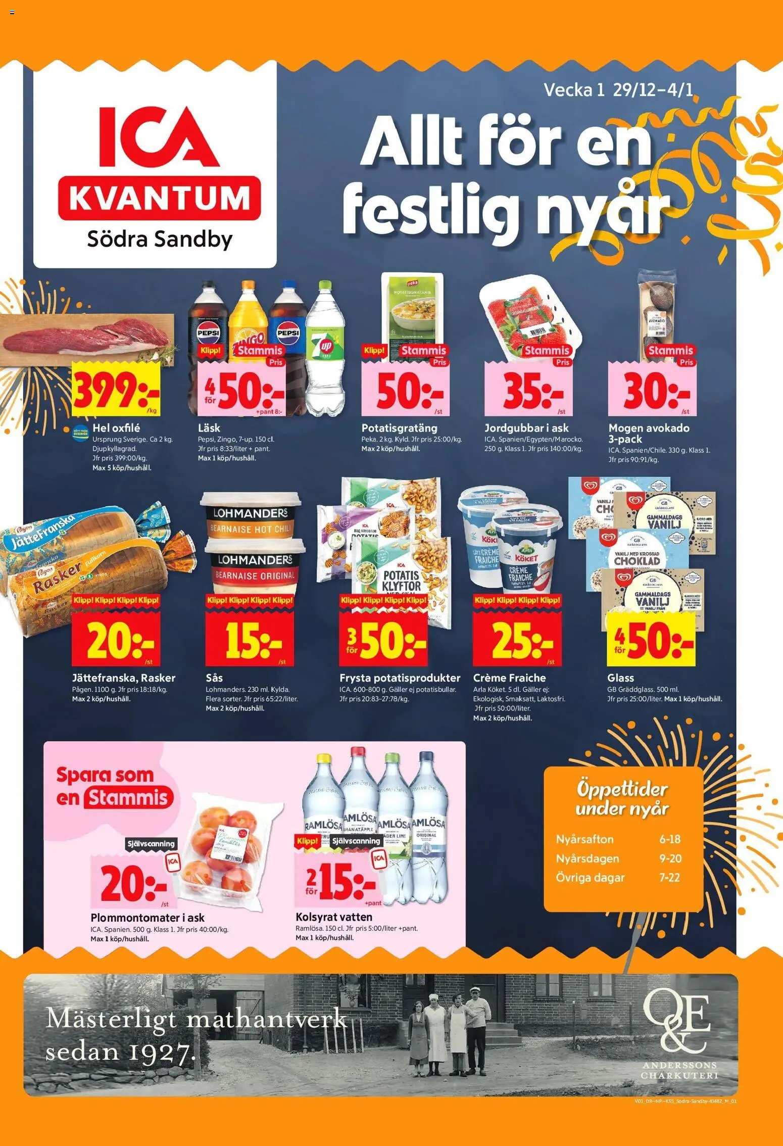 ICA Kvantum reklamblad aktuell från 30.12.2025 | Sida: 1 | Produkter: Potatisgratäng, Oxfilé, Te, Lime