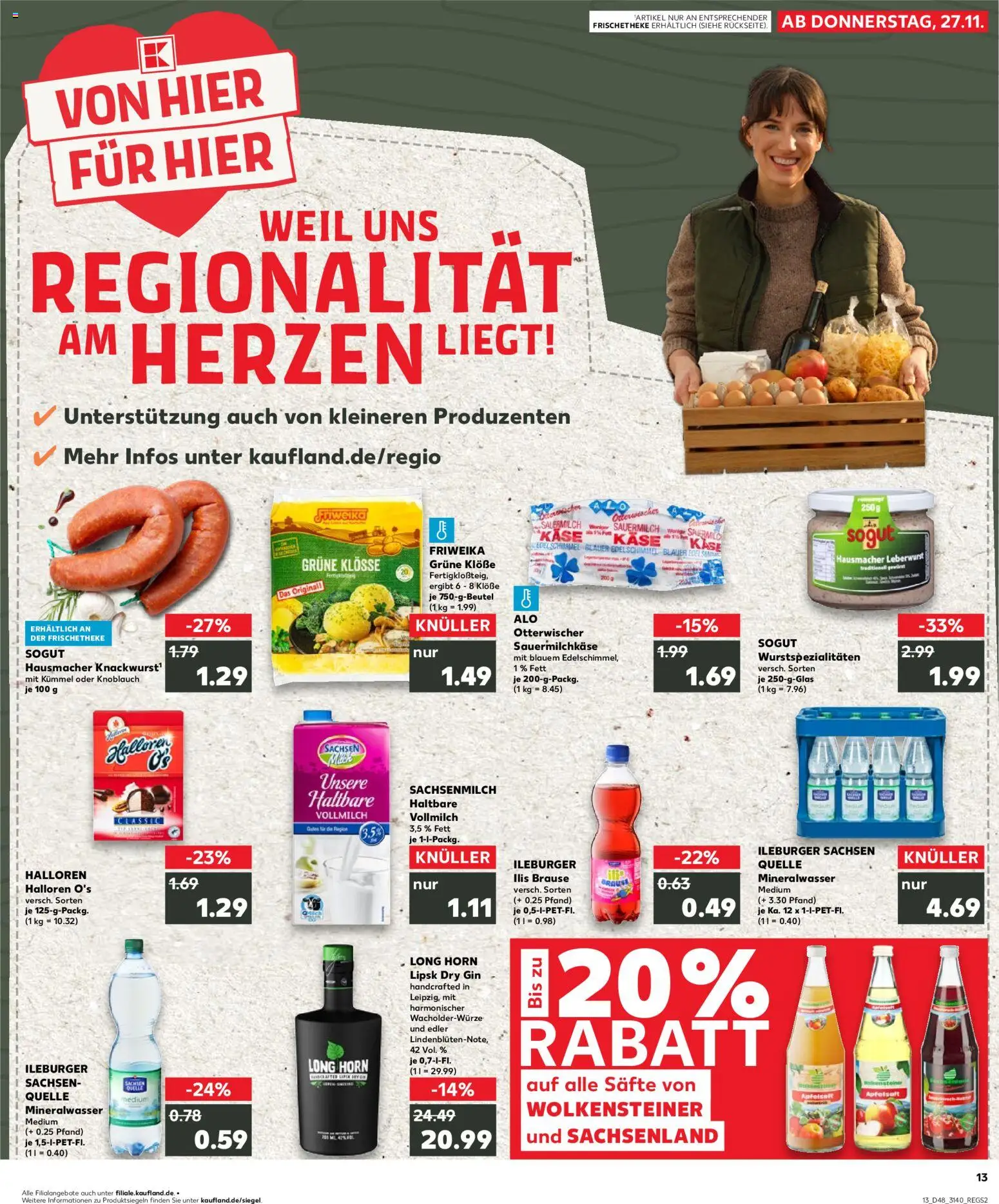 Kaufland prospekt Leipzig	 – gültig ab 27.11.2025 | Seite: 13 | Produkte: Käse, Mineralwasser, Knoblauch, Gin