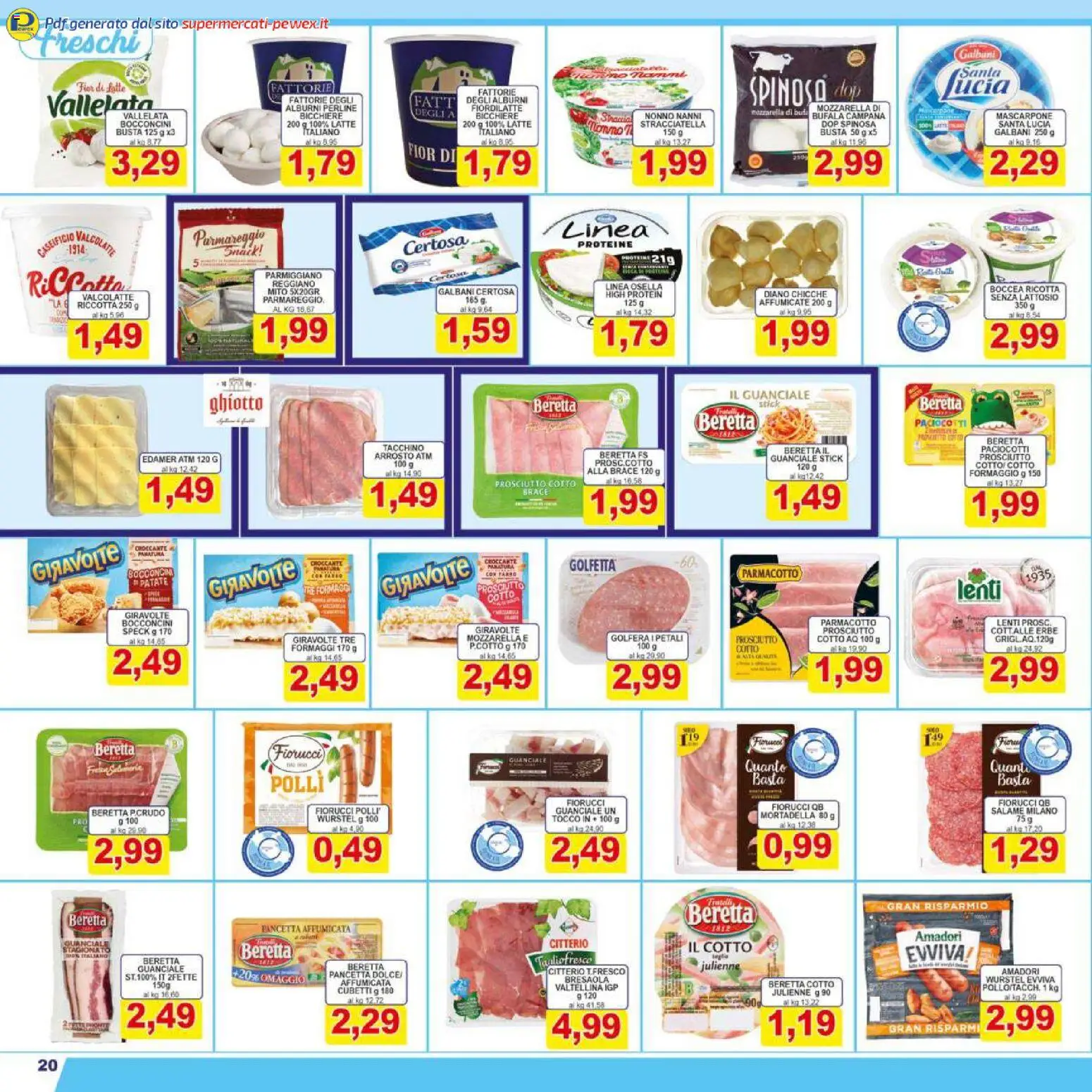 Volantino Pewex del 07.01.2026 | Pagina: 20 | Prodotti: Patate, Formaggio, Prosciutto, Ricotta