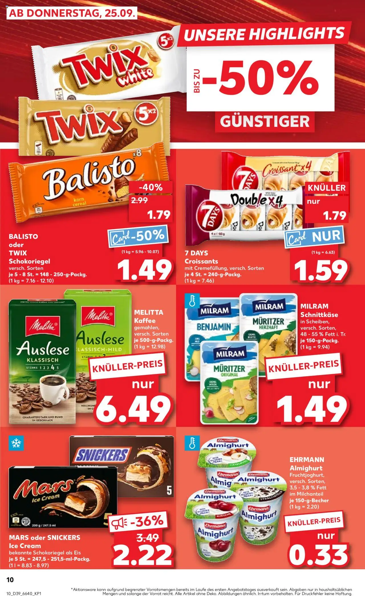 Kaufland Prospekt 	 – gültig ab 25.09.2025 | Seite: 10 | Produkte: Melitta, Snickers, Mars, Twix