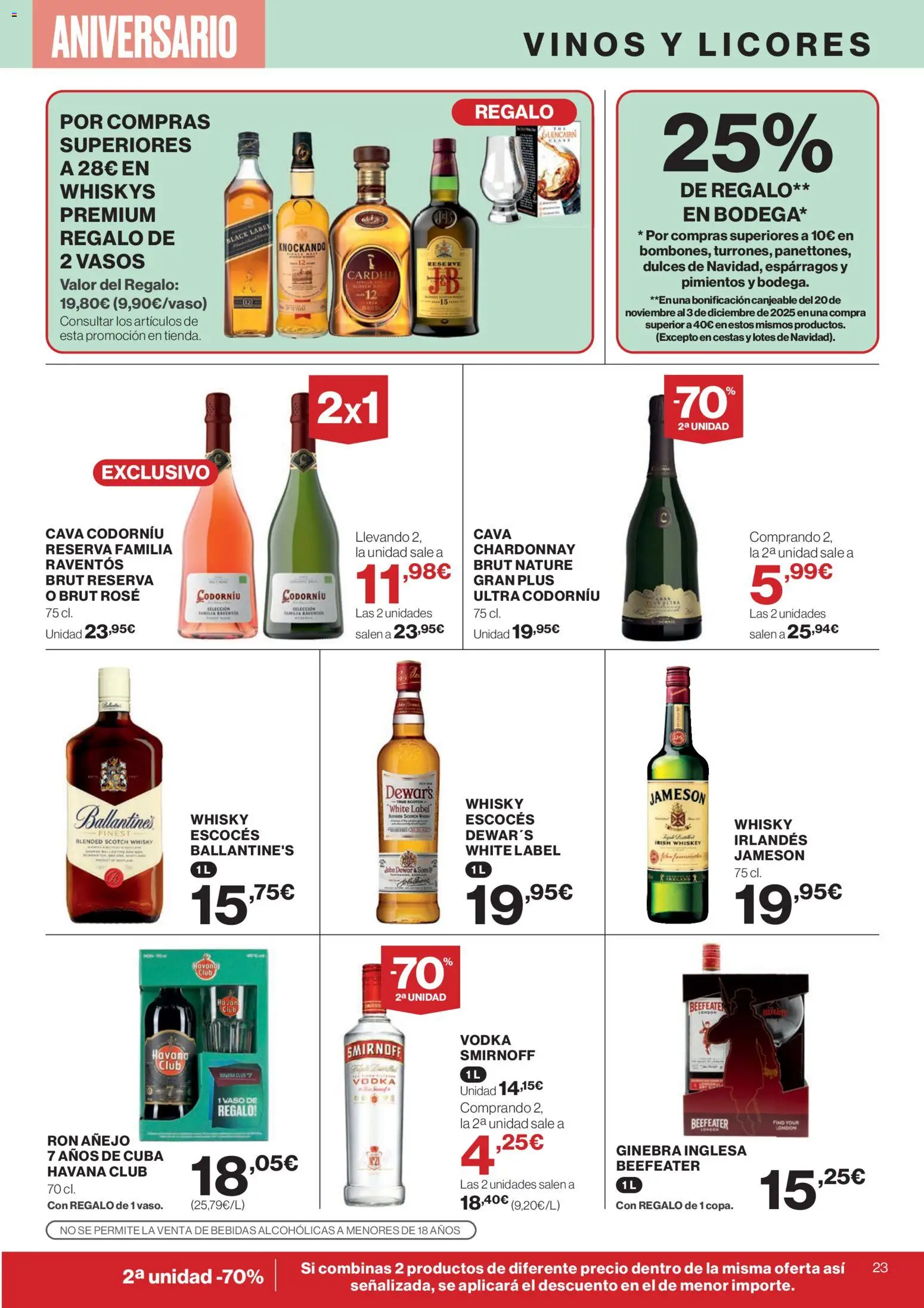 Supercor Canarias │ válido desde el 06.11.2025 | Página: 23 | Productos: Ron, Νερό καρύδας, Vasos, Vodka
