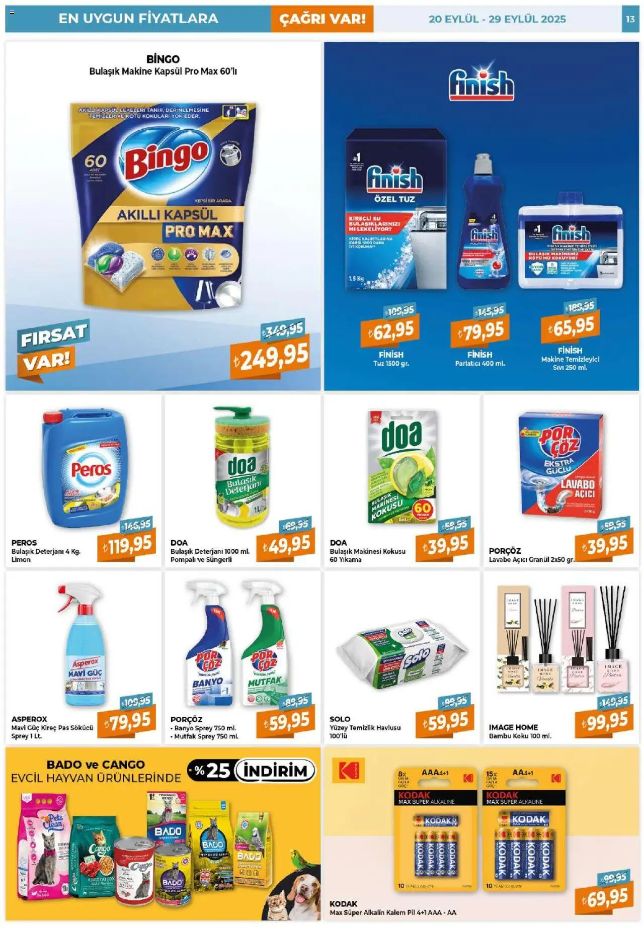 Çağrı Market Katalog - 20.09.2025 tarihinden itibaren geçerlidir | Sayfa: 13 | Ürünler: Pil, Banyo, Limon, Bulaşık makinesi