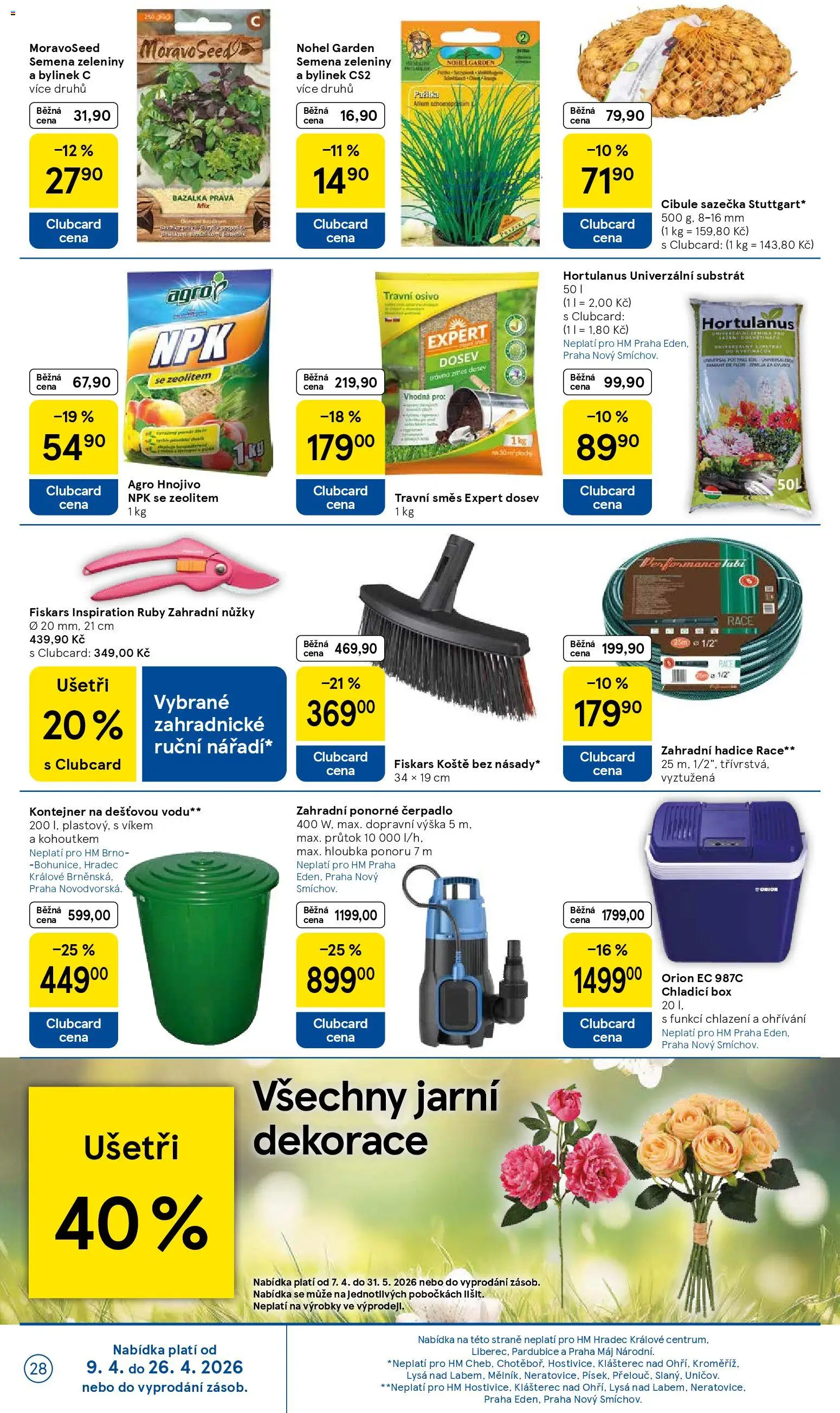 Tesco leták - Hypermarket od 15.04.2026 | Strana: 28 | Produkty: Fiskars, Bazalka, Semena, Ponorné čerpadlo