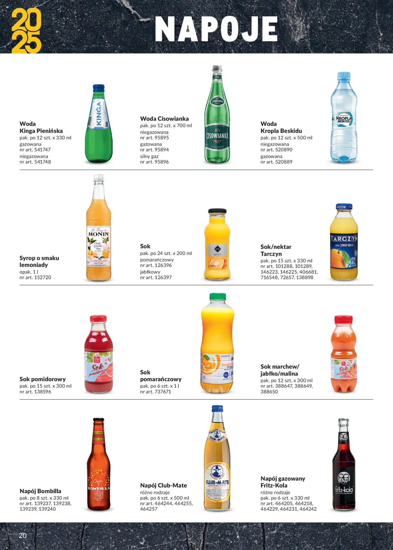 Makro Gazetka - Street Food od 28.03.2025 | Strona: 20 | Produkty: Napoje, Sok, Woda niegazowana, Woda