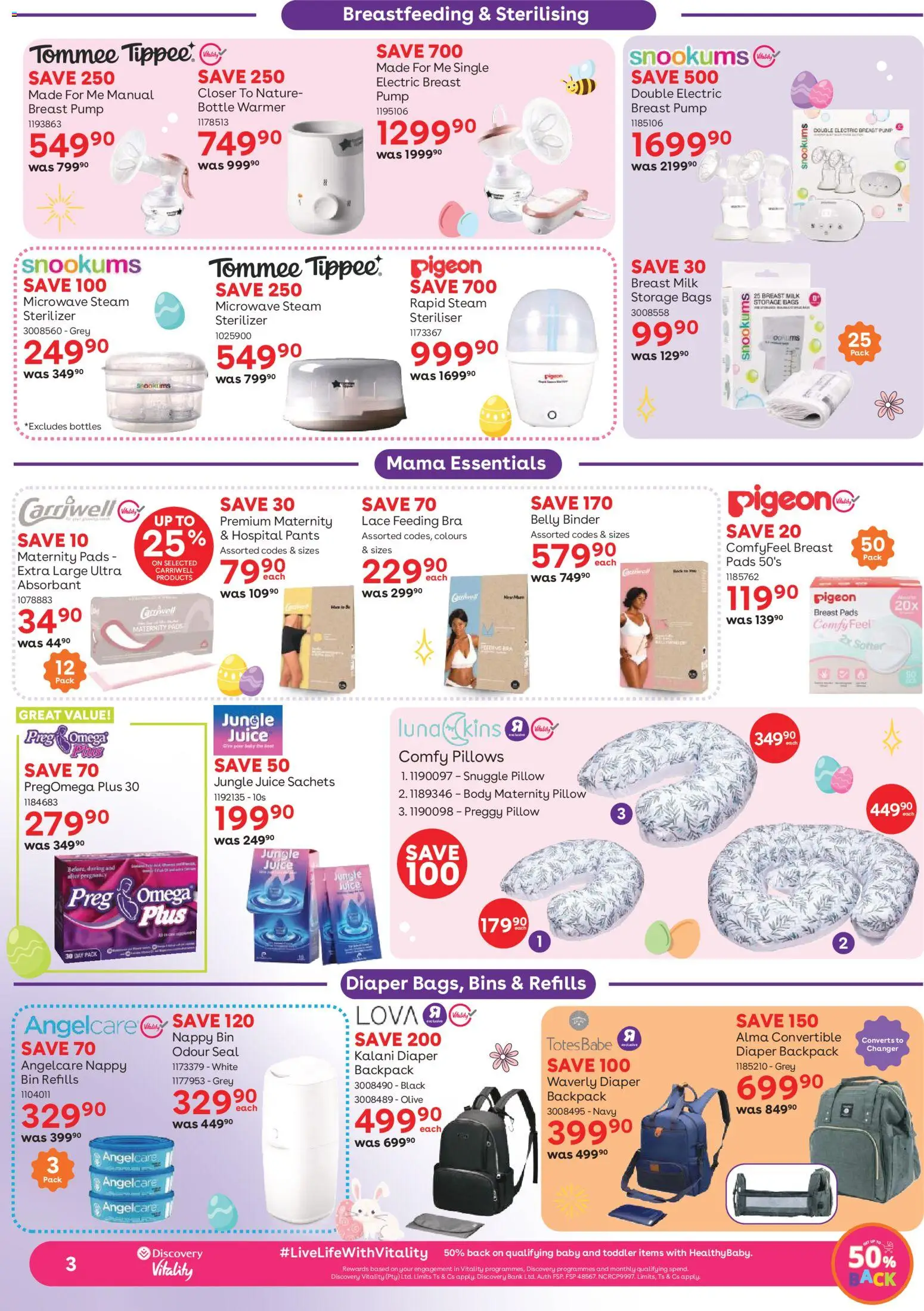 New Babies R Us catalogue – valid from 25.03.2026 | Page: 3 | Products: Pants, Backpack, Pillow, Pads