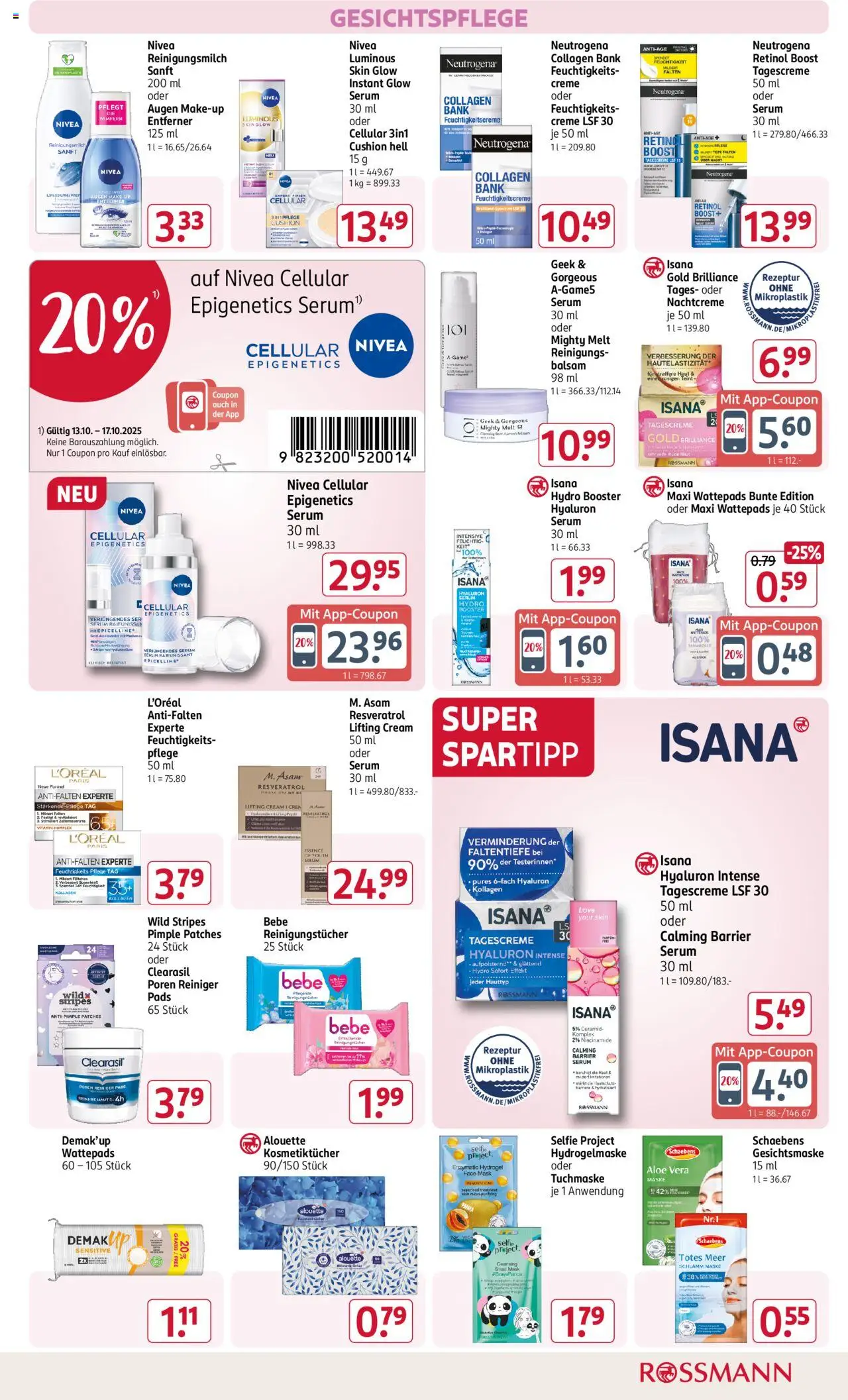 Rossmann Prospekt 	 – gültig ab 13.10.2025 | Seite: 9 | Produkte: Make-up, Augen Make-Up Entferner, Serum, Tagescreme