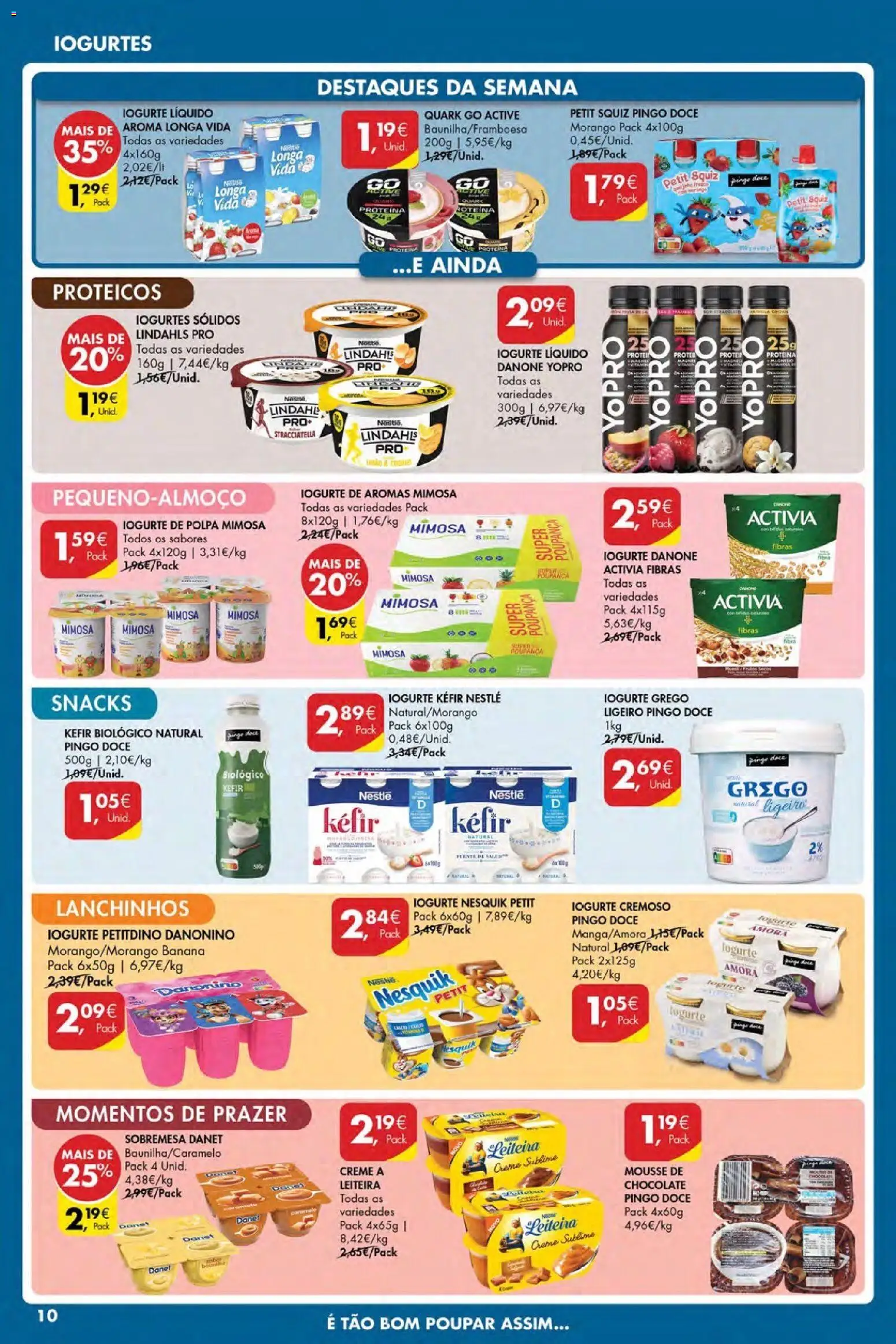 Pingo Doce Poupe Esta Semana Açores │ válido de 09.04.2026 | Página: 10 | Produtos: Iogurtes, Kefir nestlé, Iogurte liquido, Proteina