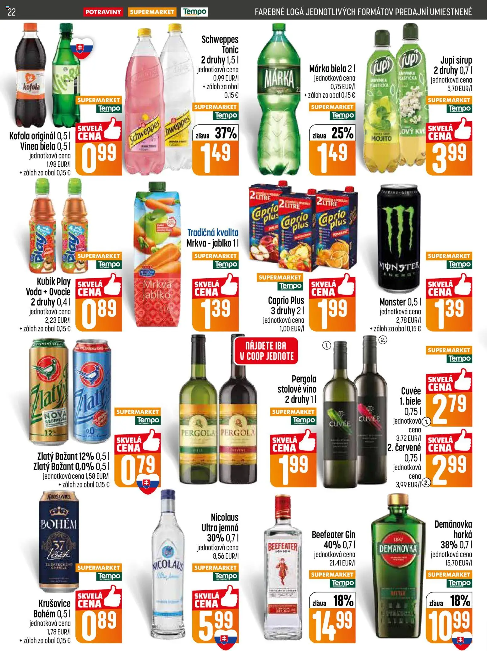 Nové COOP Jednota akcie – leták je platný od 12.02.2026 | Strana: 22 | Produkty: Pergola, Mrkva, Voda, Vinea